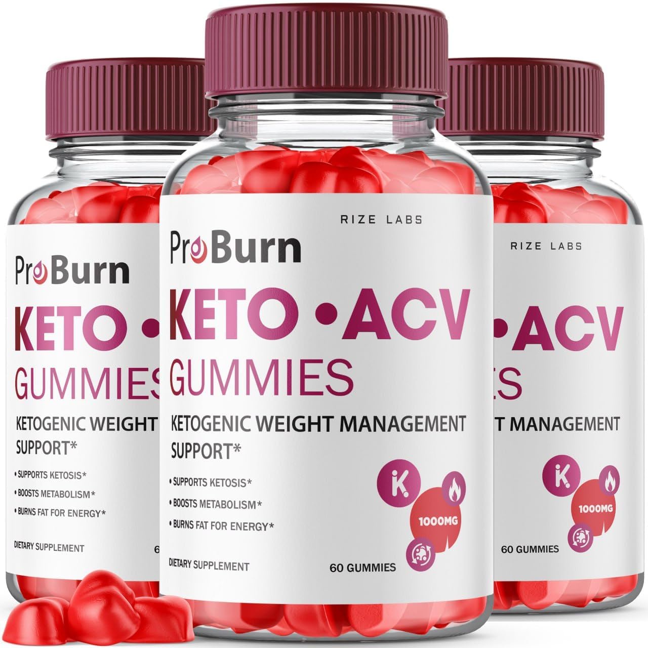 rize labs (3 Pack) Pro Burn Keto Gummies - ProBurn Keto ACV Gummies for Weight Loss Pro Burn Keto Gummies with Apple Cider Vinegar Advanced Shark Supplement Energy Booster Tank (180 Gummies)