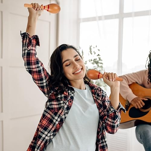 Miniatura 10 de Maracas - Maracas - Martillo de arena, instrumentos musicales de percusión de mano con carcasa de plástico ABS, asas de madera para adultos y niños