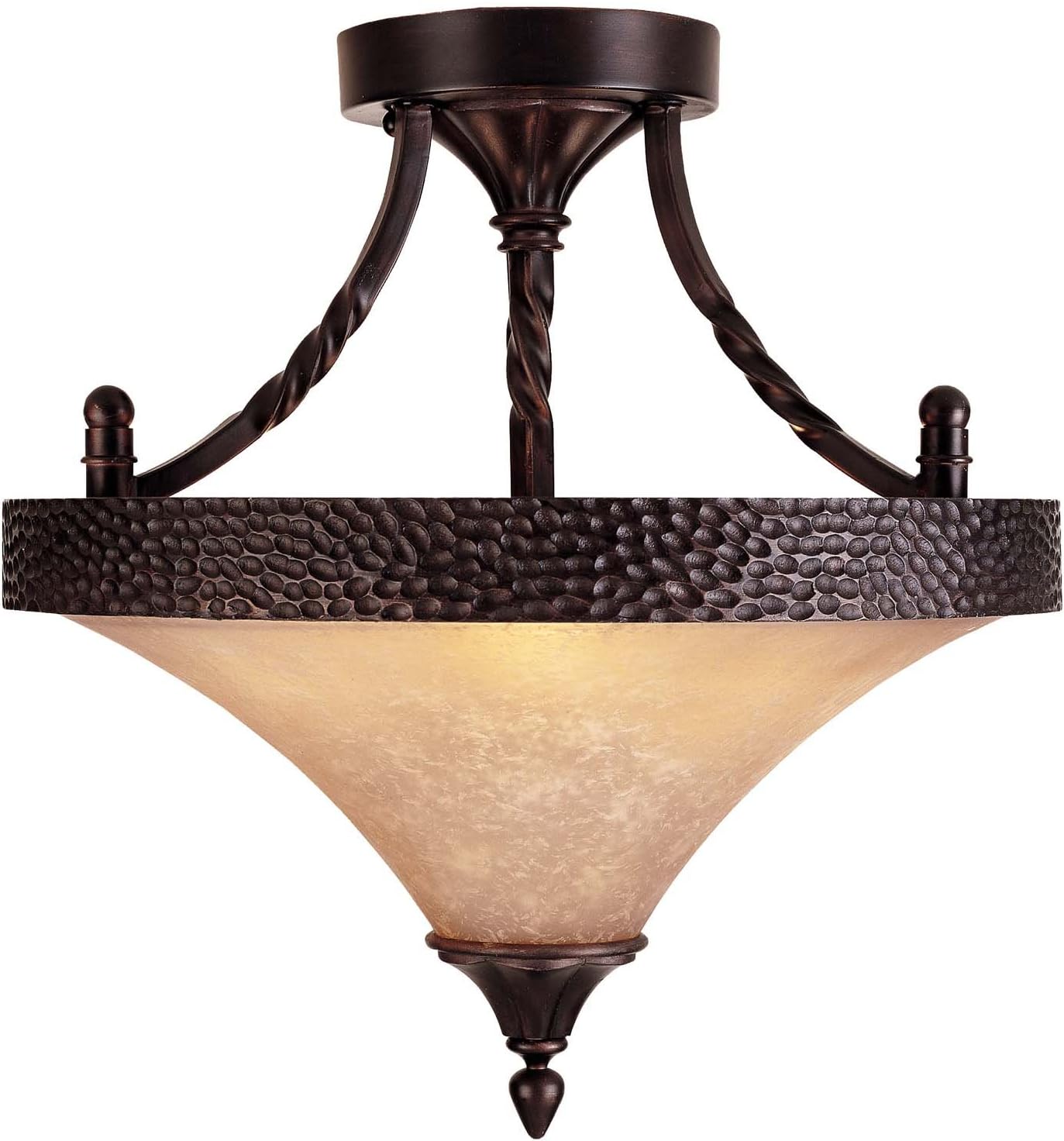 Savoy House 6-1677-2-13 Essex Collection 3-Light Semi-Flush, English Bronze Finish with Cream Scavo Glass