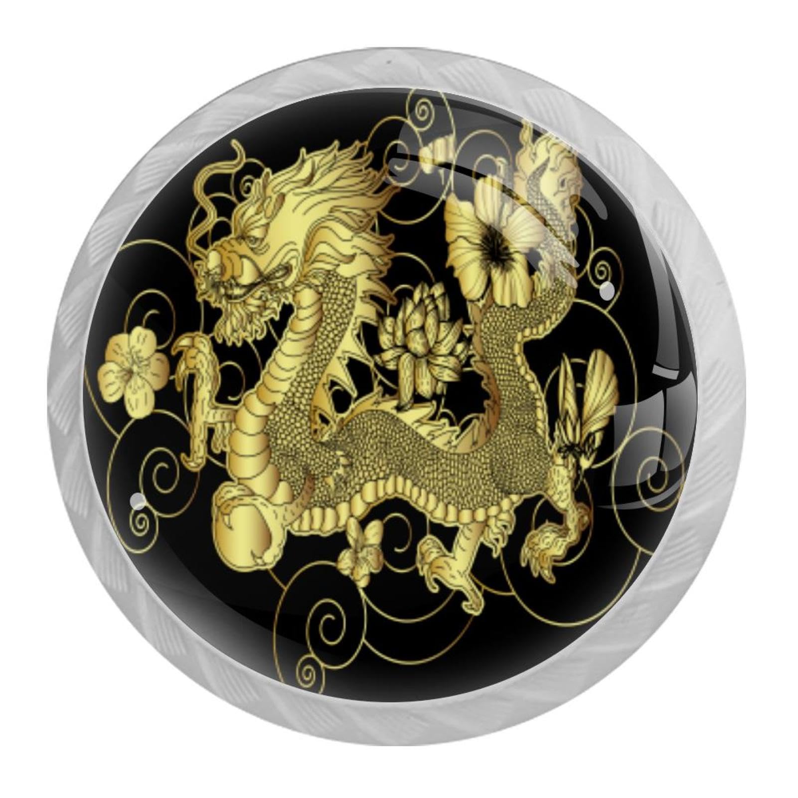 Tqmspg 4 Pieces Drawer Pulls Dragon Door Knobs Dresser Handles for Kitchen Wardrobe Cupboard Hardware Furniture