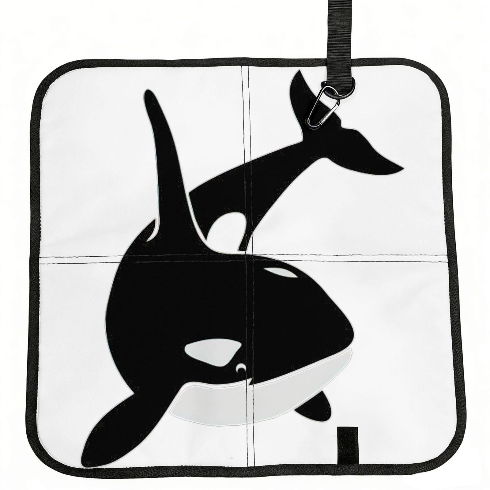 KAPPTYY killer whale dolphin ocean Printed Bleacher Seat Cushion PE Foam Filling, Foldable Sitting Pad for Concert Stadium Events