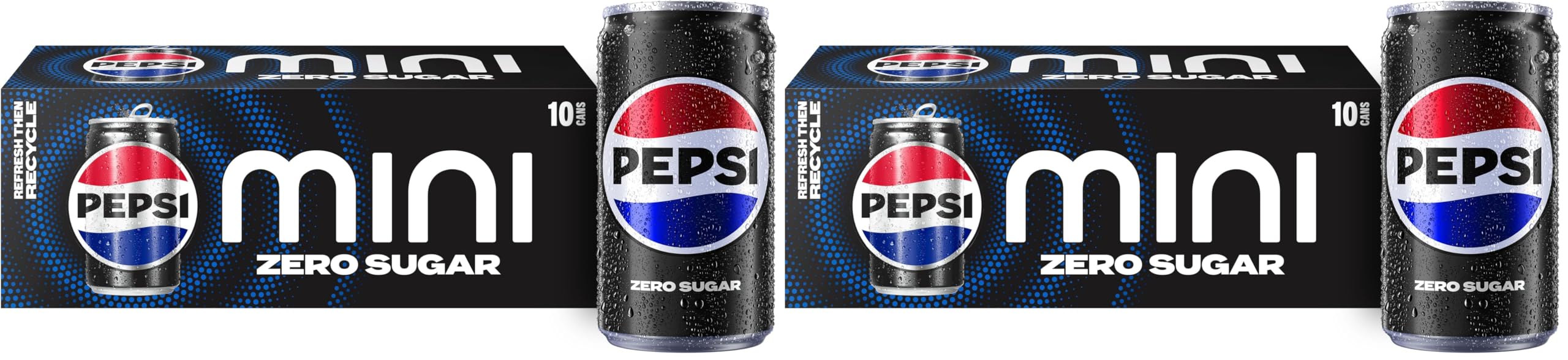 PepsiZero Sugar Soda, 7.5 Ounce Mini Cans, (Two packs of 10) (Packaging May Vary)