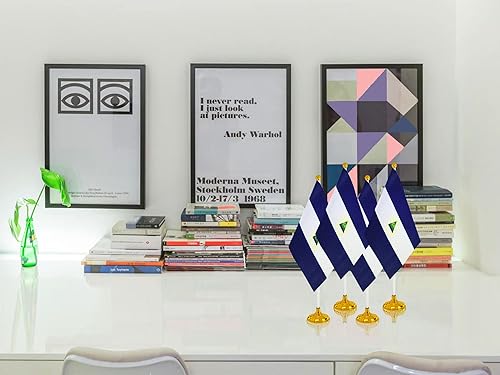 Miniatura 154 de WXTWK Paquete de 12 banderas argentinas de escritorio con base de soporte, decoración de celebración para eventos y eventos