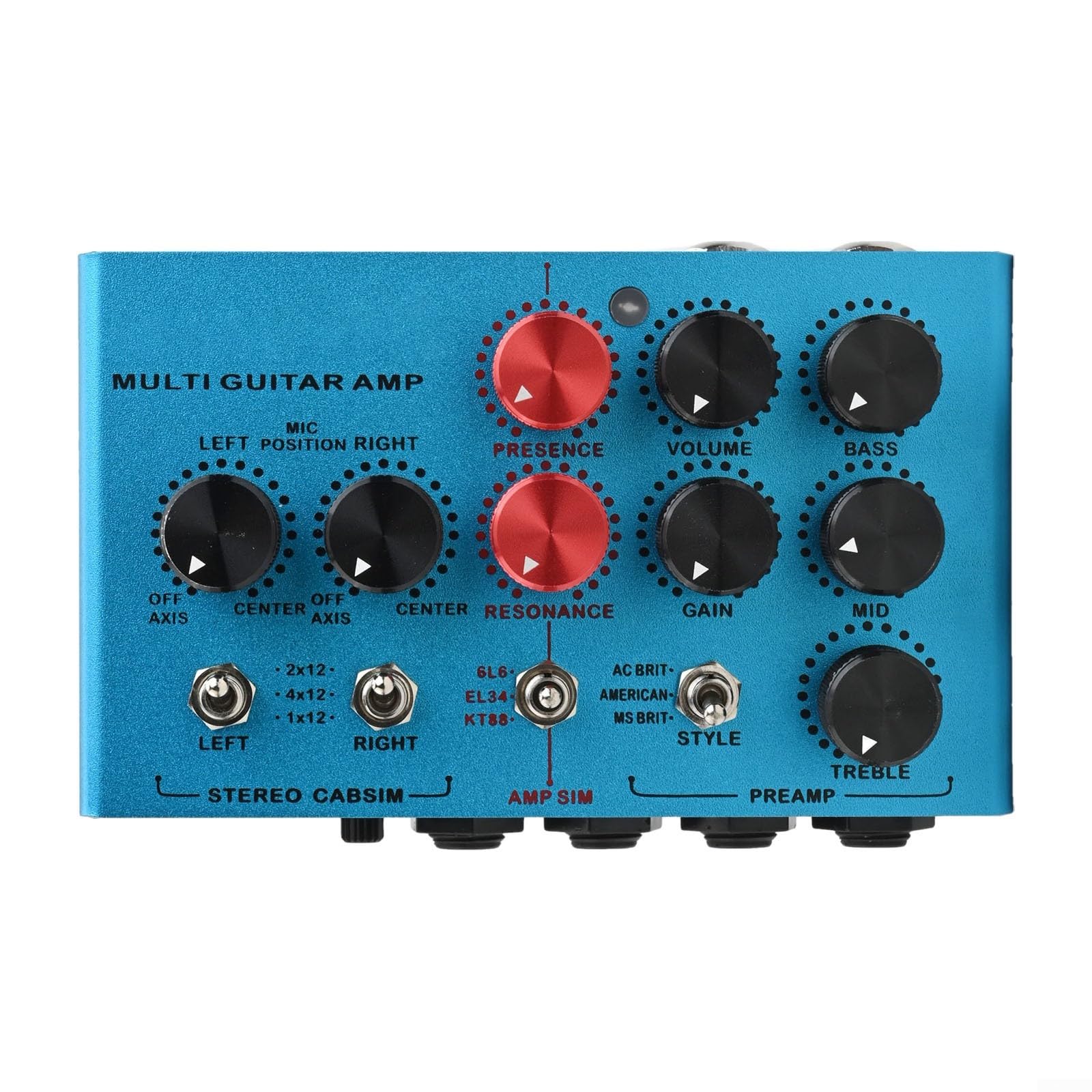 Amplificador de guitarra de metal con pedal de efectos múltiples con simulación de gabinete, para fx Loop, salidas TRS y DI, entrada AUX, salida de auriculares, 9 V-12 V para práctica