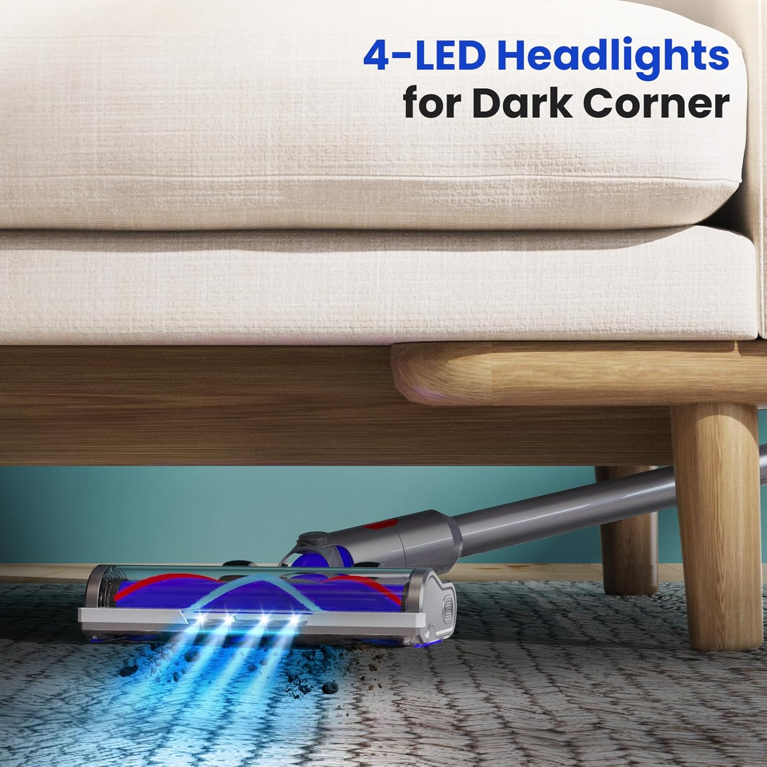 Vacuum Head Replacement for Dy-son V7 V8 V15 V10 V11 SV14 SV12 SV11 SV10 Vacuum Cleaners with LED Headlights V Shape Roller Brush Head Replacement Parts for Hardwood Floor Carpets Attachment