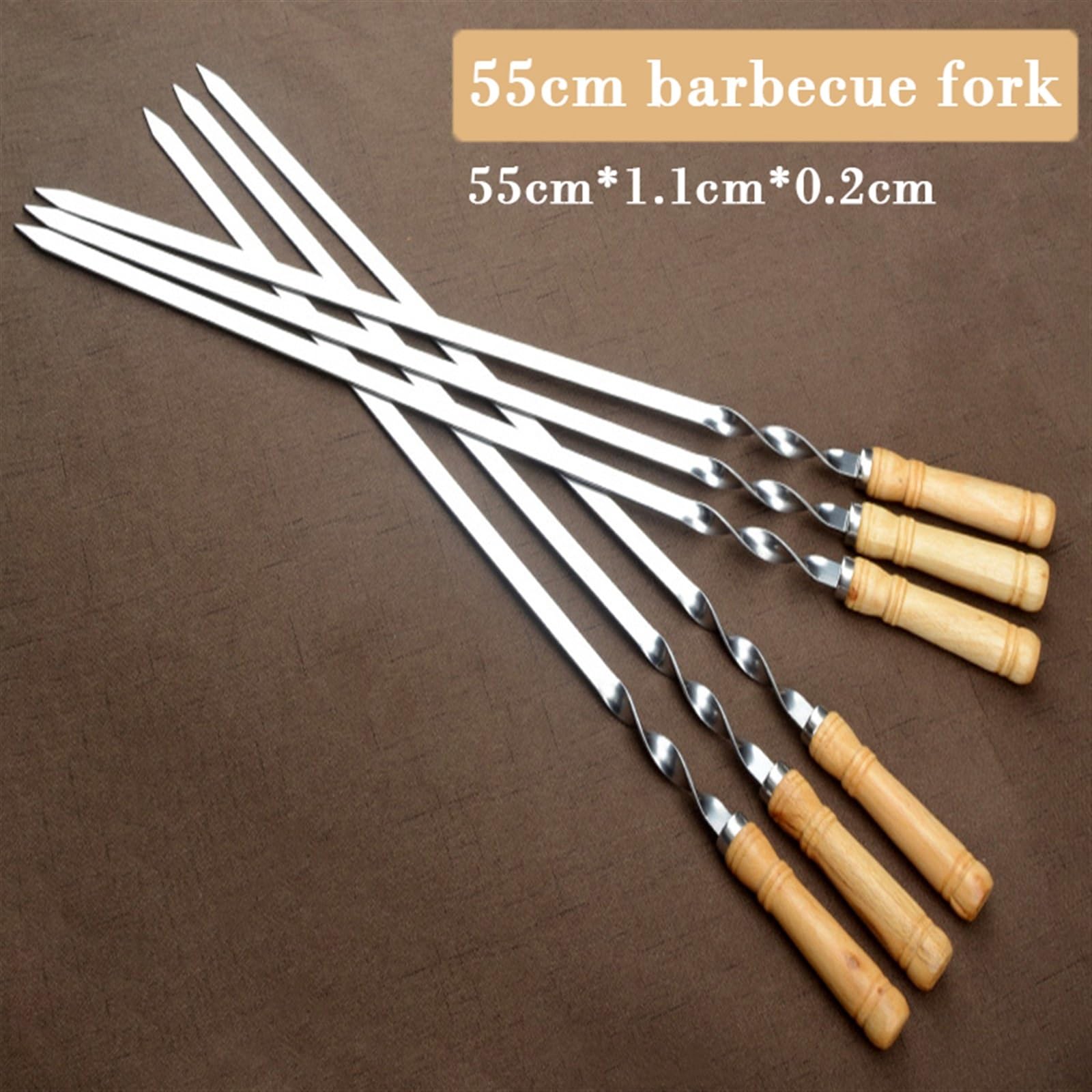Brochetas de acero inoxidable, Brochetas de acero inoxidable 55cm con mango madera