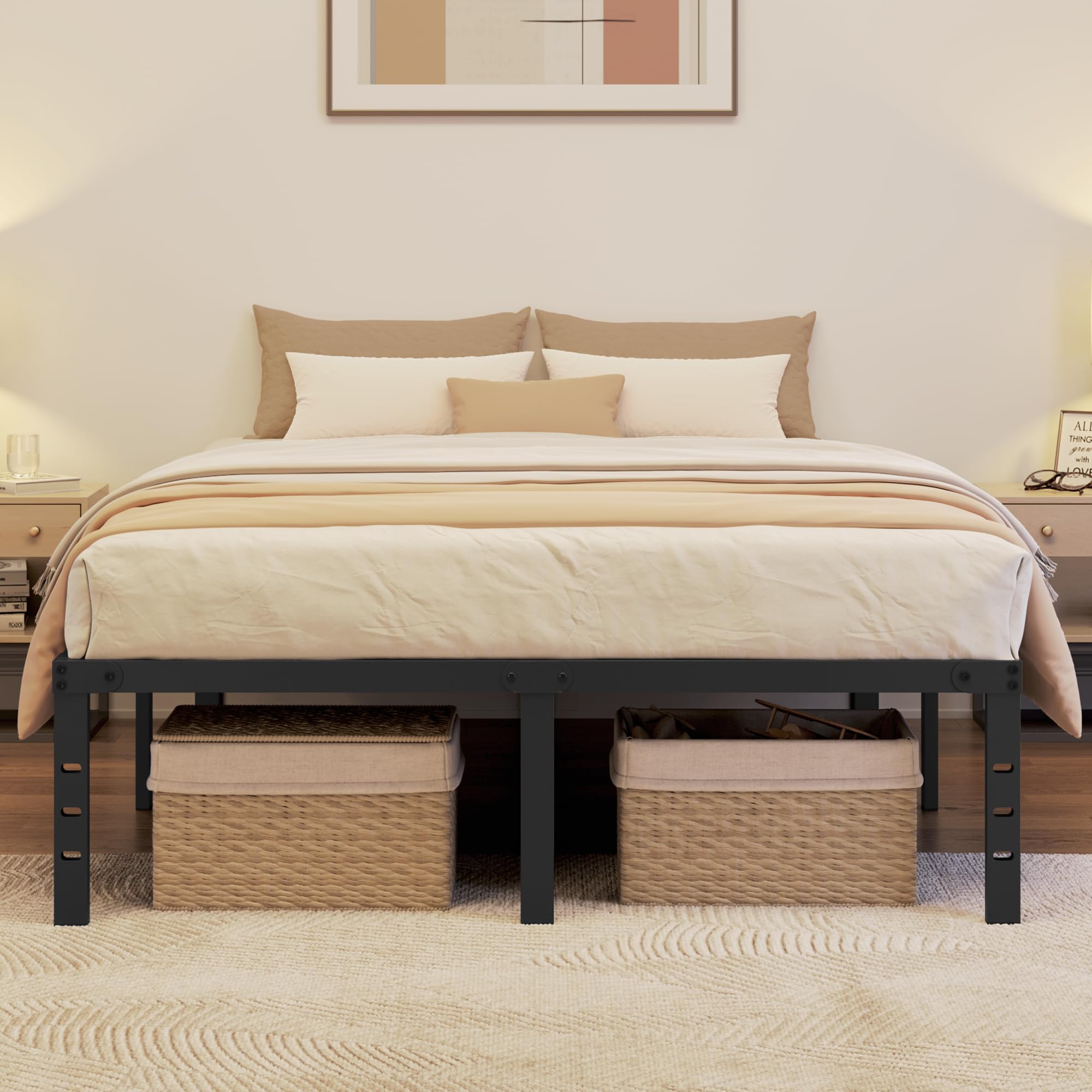 Yaheetech Bettrahmen 36cm H Metallbett mit Lattenrost – Bild 3