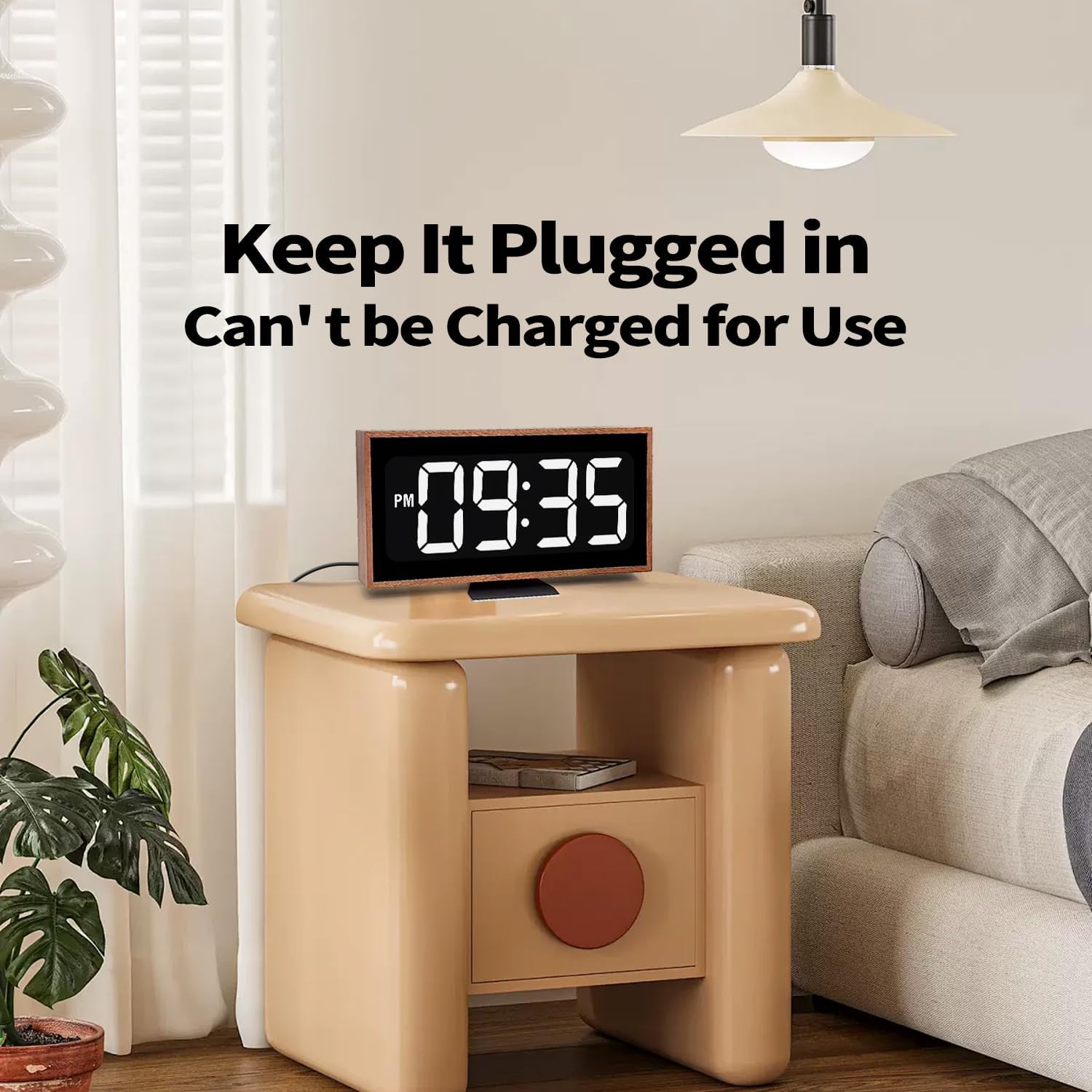 Wooden Digital Desk Clocks Large Electric LED Clock with Large Numbers Clocks Vintage Large Display Room Decor for Kid Bedroom Living Room Kitchen Office