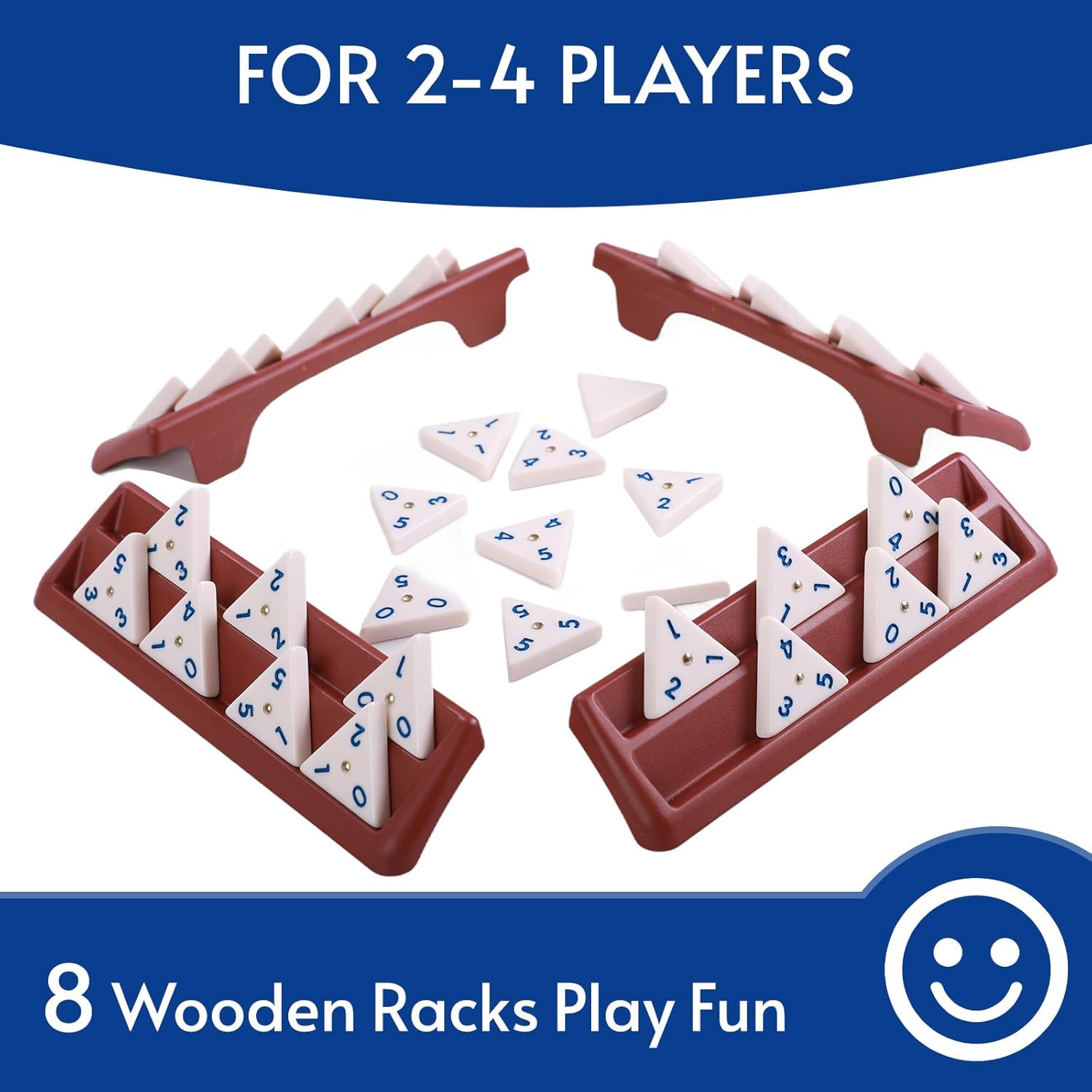 Doreimi Melamine Premium Travel Triangle Domino Game Set with 4 Holders, Includes 56 Triangular Domino Tiles and Brass Spinner, Classic Family Strategy Board Game for Kids and Adults