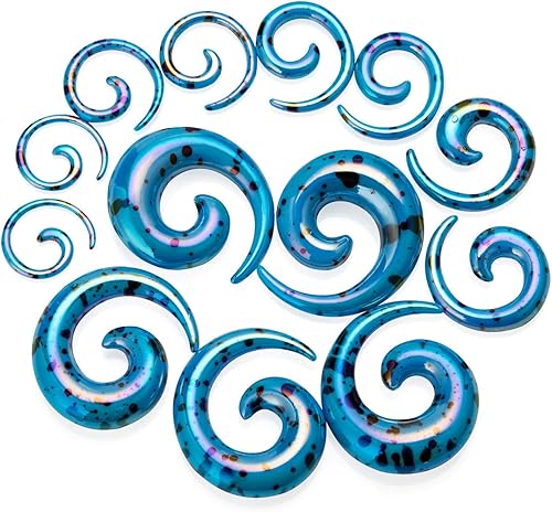 Miniatura 3 de JDXN - Juego de 52 piezas de medidores acrílicos en espiral para túneles y tapones 14G-00G Iniciador de extensión de oreja
