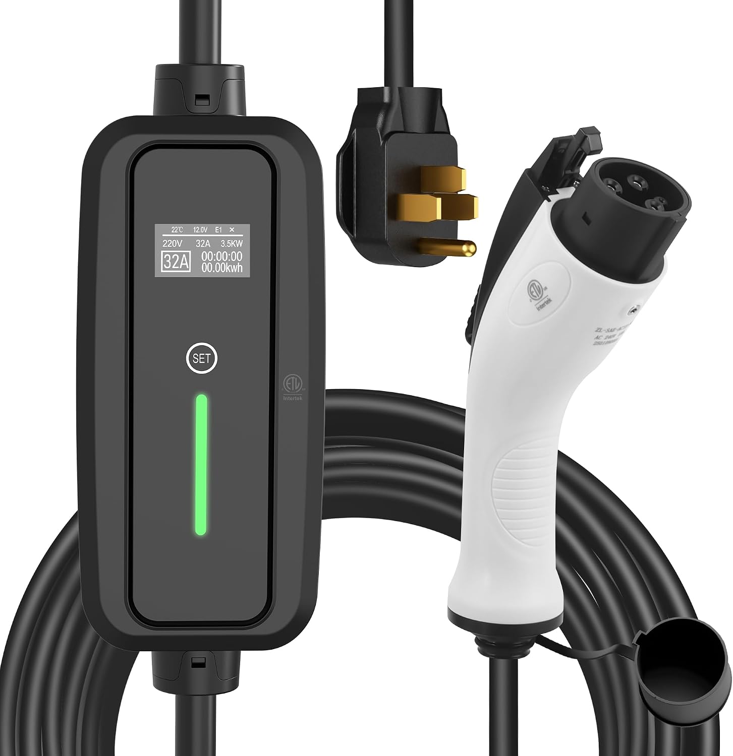 Level 1&2 EV Charger，Max 16Amp 95-240V, Electric Vehicle Portable Charger with 25FT Cable,NEMA 6-20 & NEMA 5-15 Plug,Home EV Charging Station,for J1772 EVs ONLY