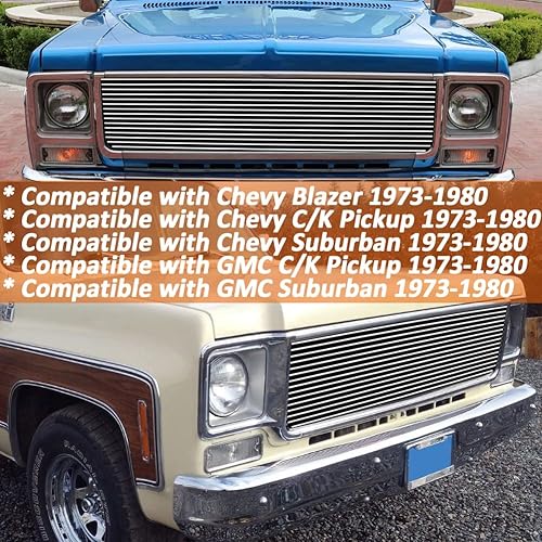 Miniatura 7 de Para Chevy BlazerChevy CK PickupChevy SuburbanGMC CK PickupGMC Suburban 1973-1980 Rejilla frontal pulida rejilla superior principal