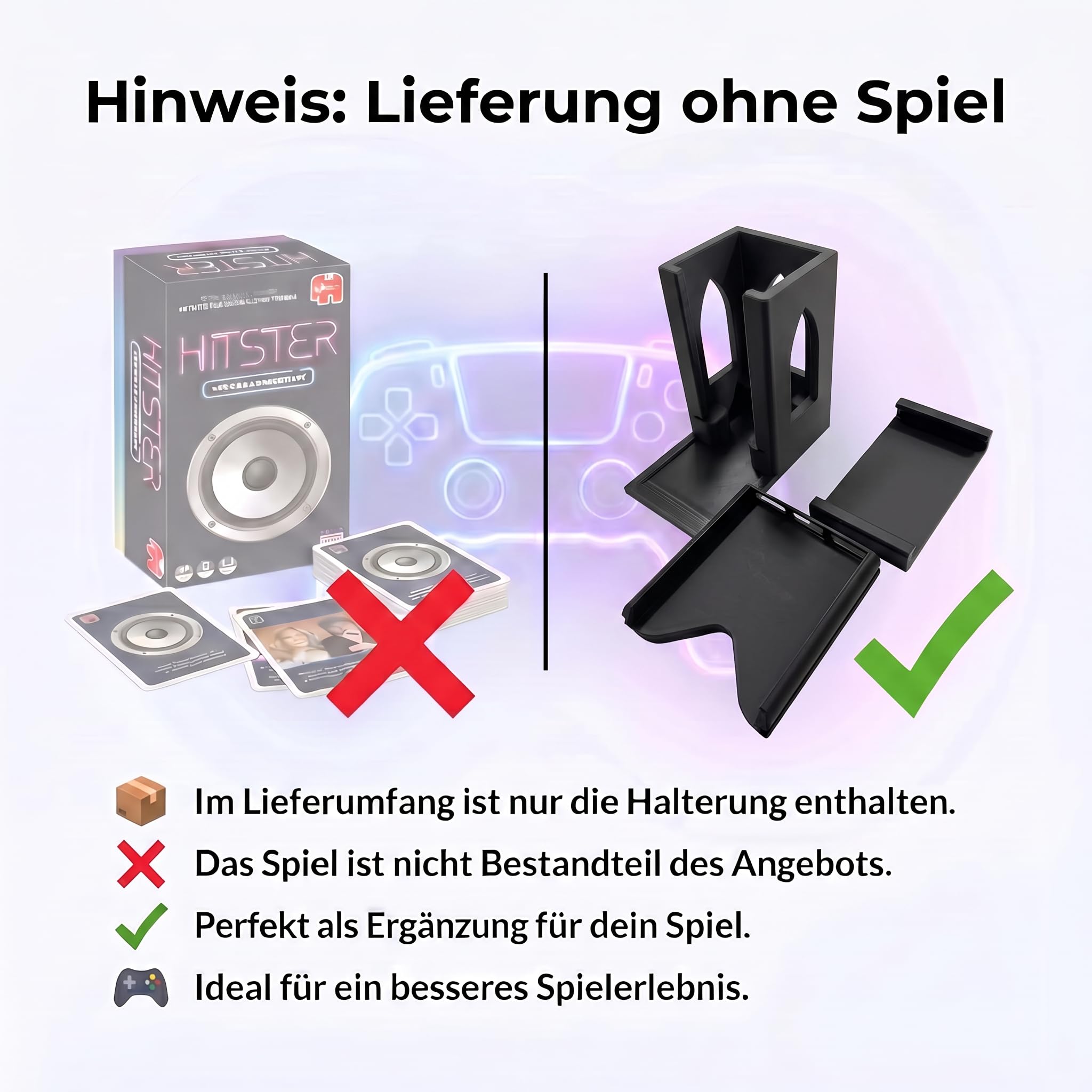 Handyhalterung Turm passend für Hitster – Smartphone Ständer mit Kartenfach – stabil & rutschfest für QR-Code Scan – Zubehör kompatibel mit Hitster Original & Party