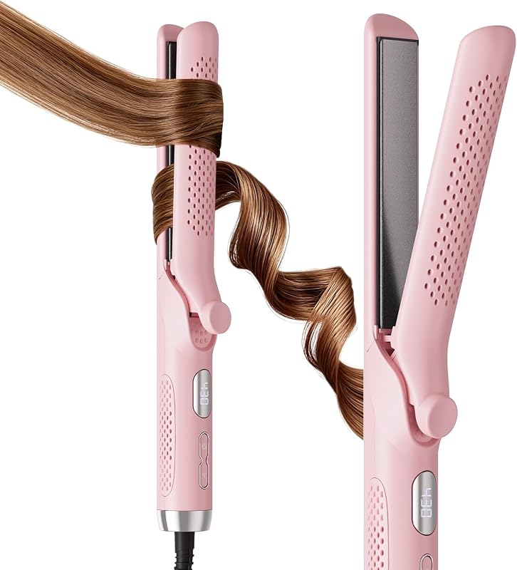 Rizador Airflow Styler, alisador y rizador 2 en 1 | Aire frío de 360° para rizos duraderos, menos daño por calor con 5 temperaturas, 100-240 V~ Una herramienta para lisos, ondas y rizos