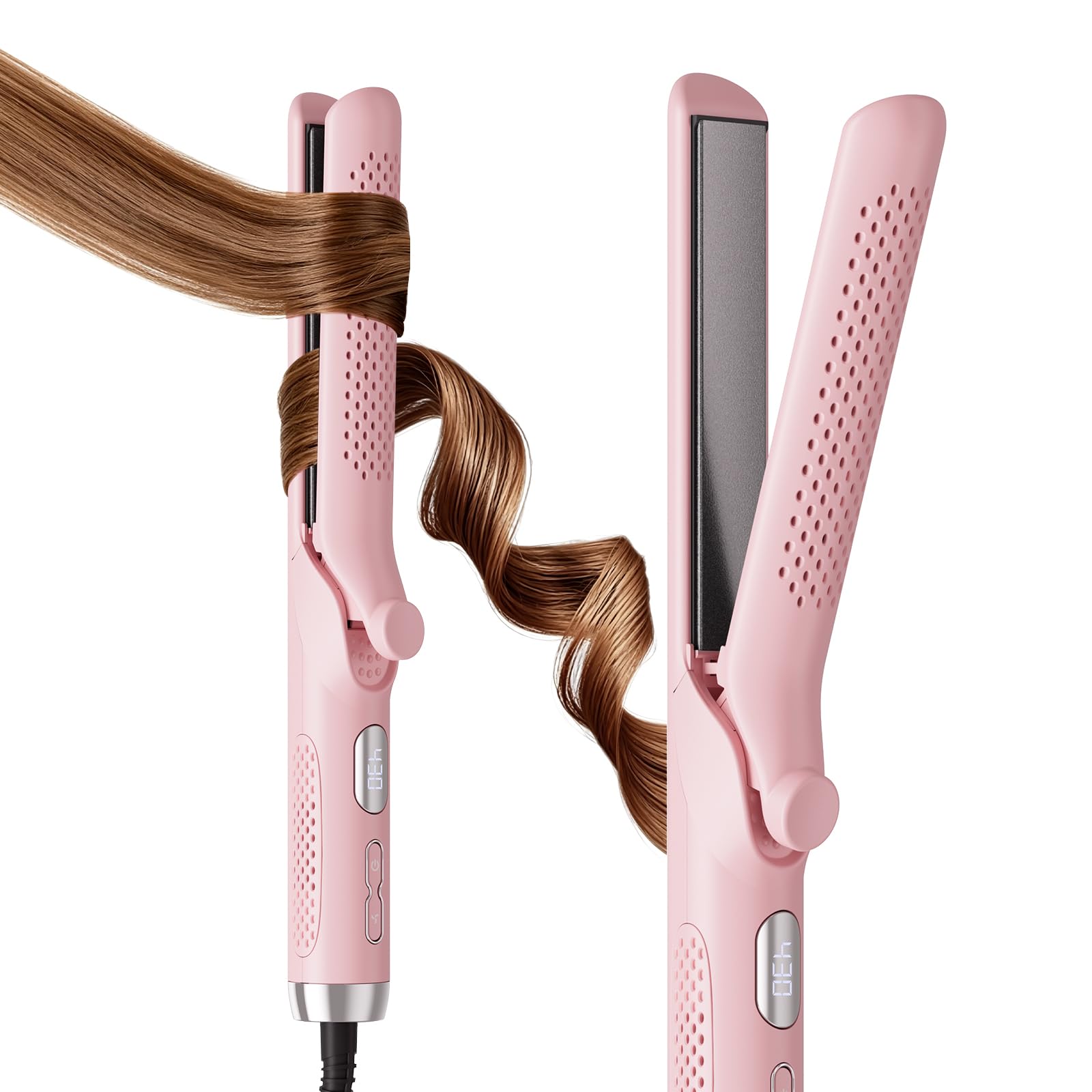 BABONIR Airflow Styler Curling Iron, 2 in 1 Straightener and Curler Pink