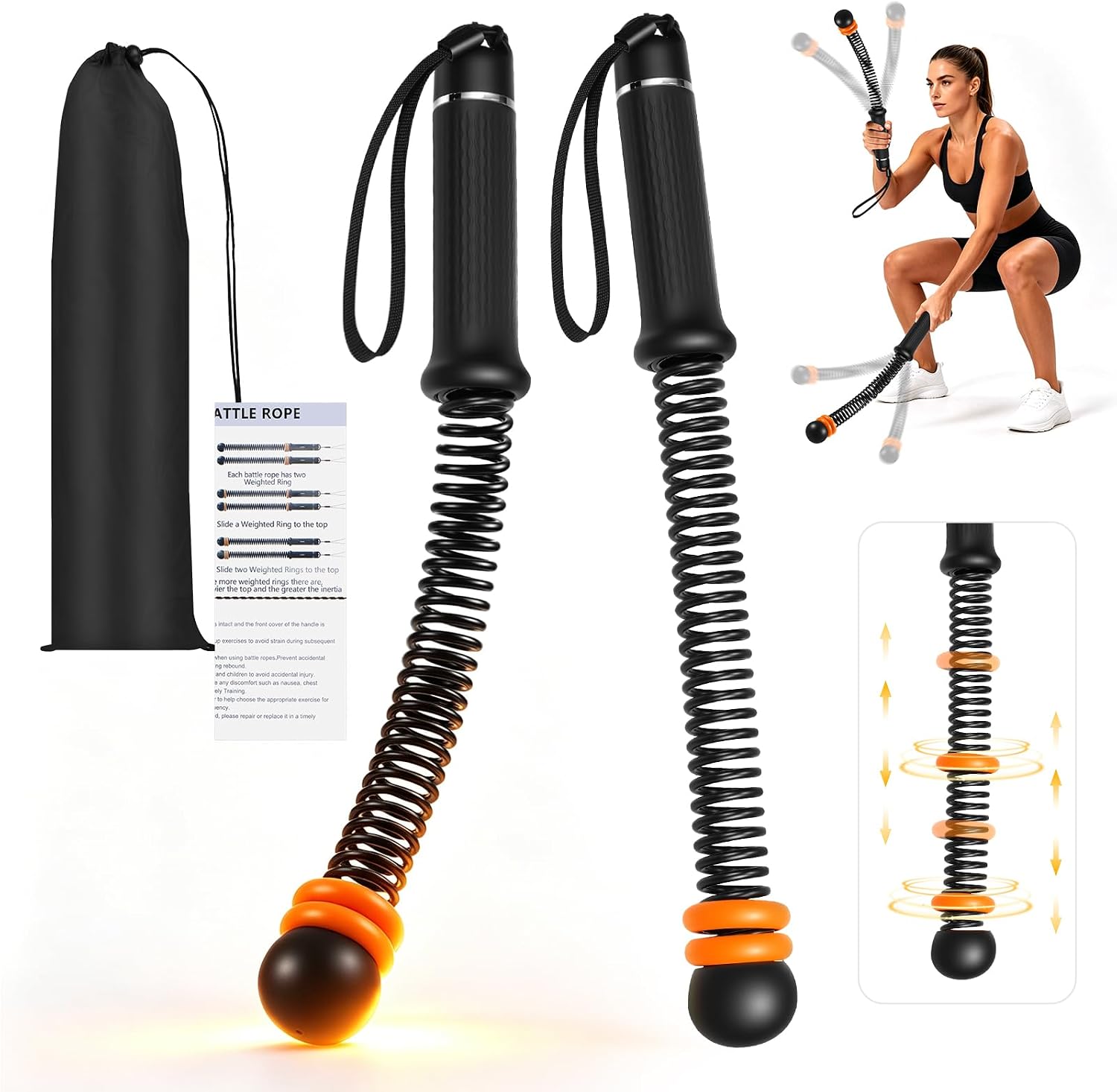 Ropeless Battle Rope for Women, Portable Battle Ropes Adjustable Weight | Weighted Cordless Battle Rope for Fat Burning, Arm & Core Training, Exercise Battle Ropes for Home Gym Fitness