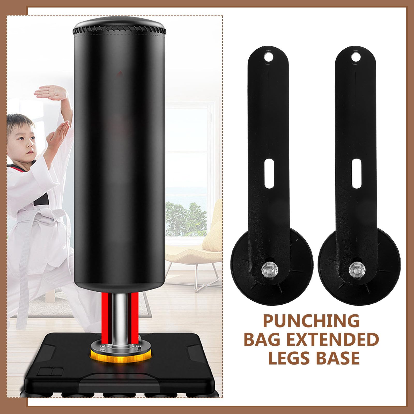 GLEAVI Base para Saco de Boxeo Independiente Ventosa y Patas Retráctiles de PU, Estable y Resistente para Entrenamiento de Artes Marciales en Casa