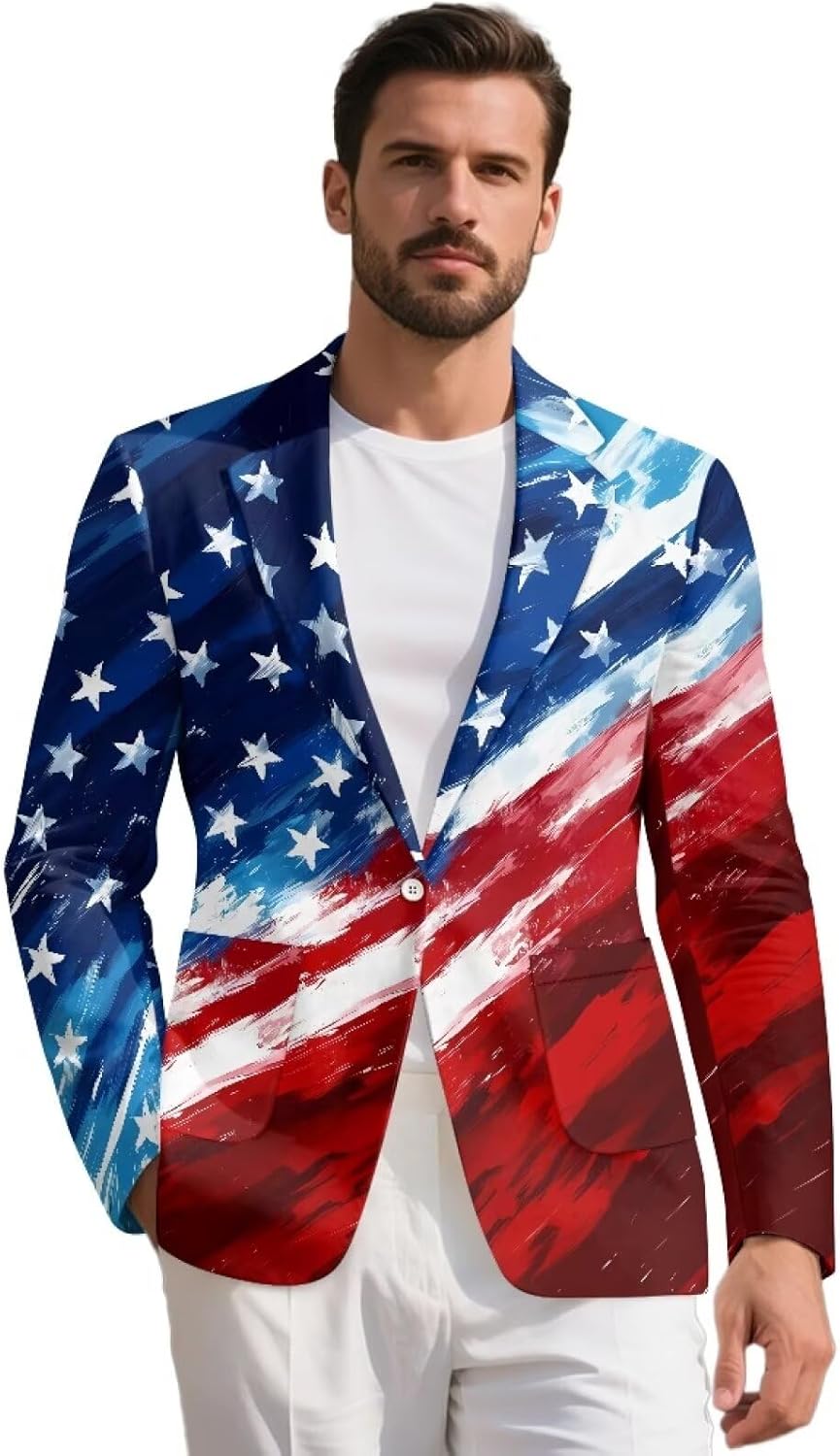 Men's Casual Blazer One Button Lightweight Sport Coats Slim Fit Suit Jacket with Pockets Plus Size Business Blazer