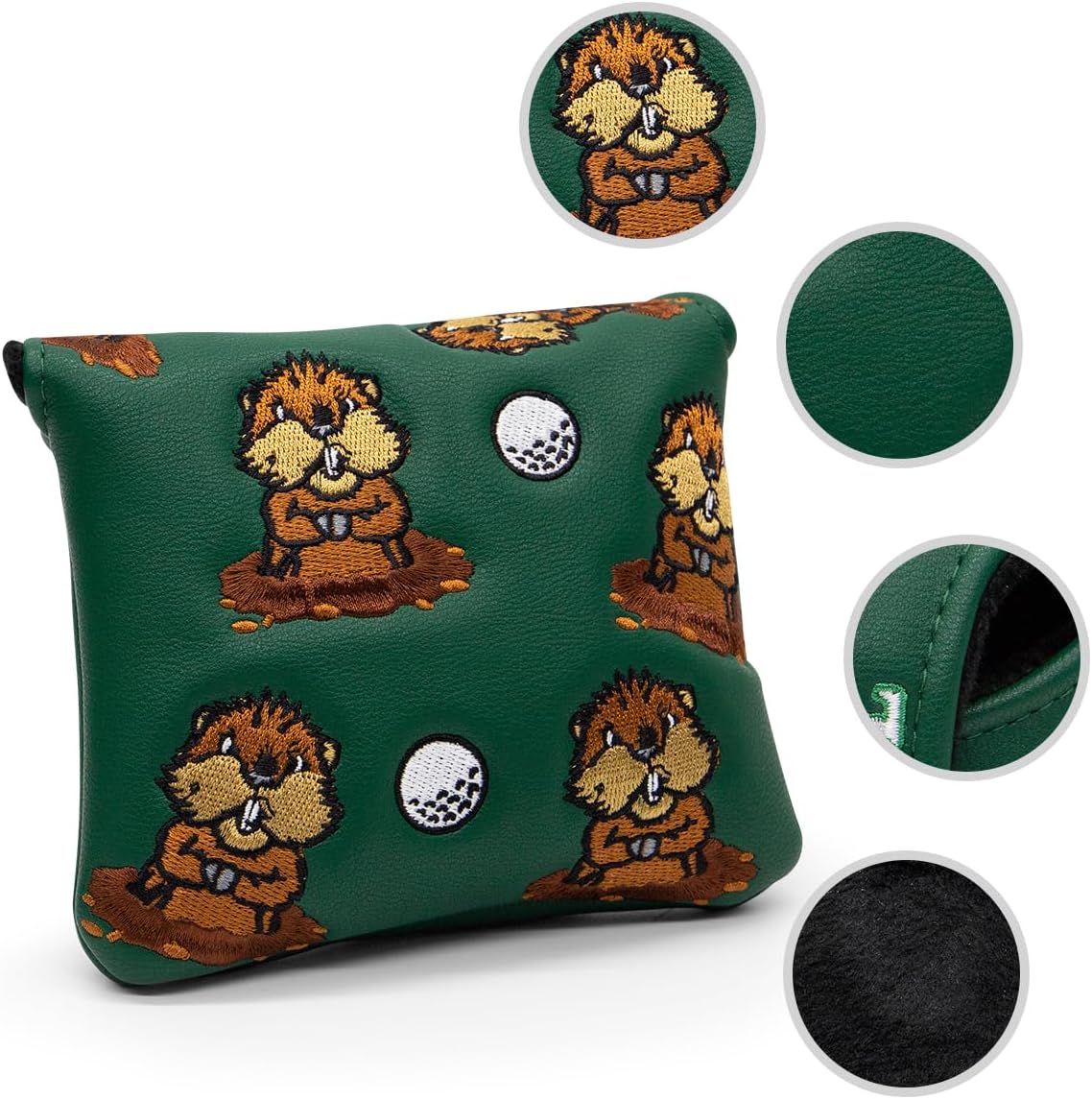 Barudan Golf Groundhog Golf Driver Head Cover Headcover 3 Wood Cover Hybrid Headcover Putter Head Cover -Fairway Rescue Wood Head Cover fits for Cobra, Taylormade, Ping