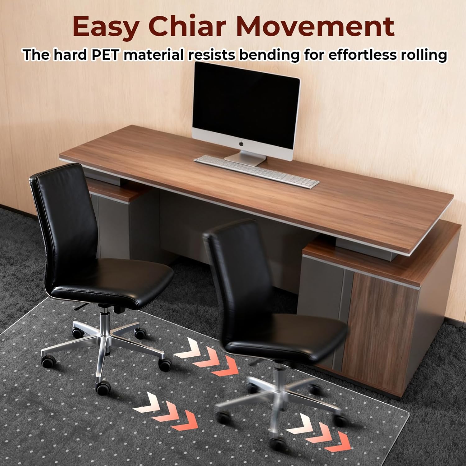 AiBOB Office Chair Mat for Carpet, 40" x 48" Heavy Duty Computer Desk Chair Mats for Carpeted Floors, Easy Chair Movement Hard Clear Carpet Chair Mats, Ship Flat