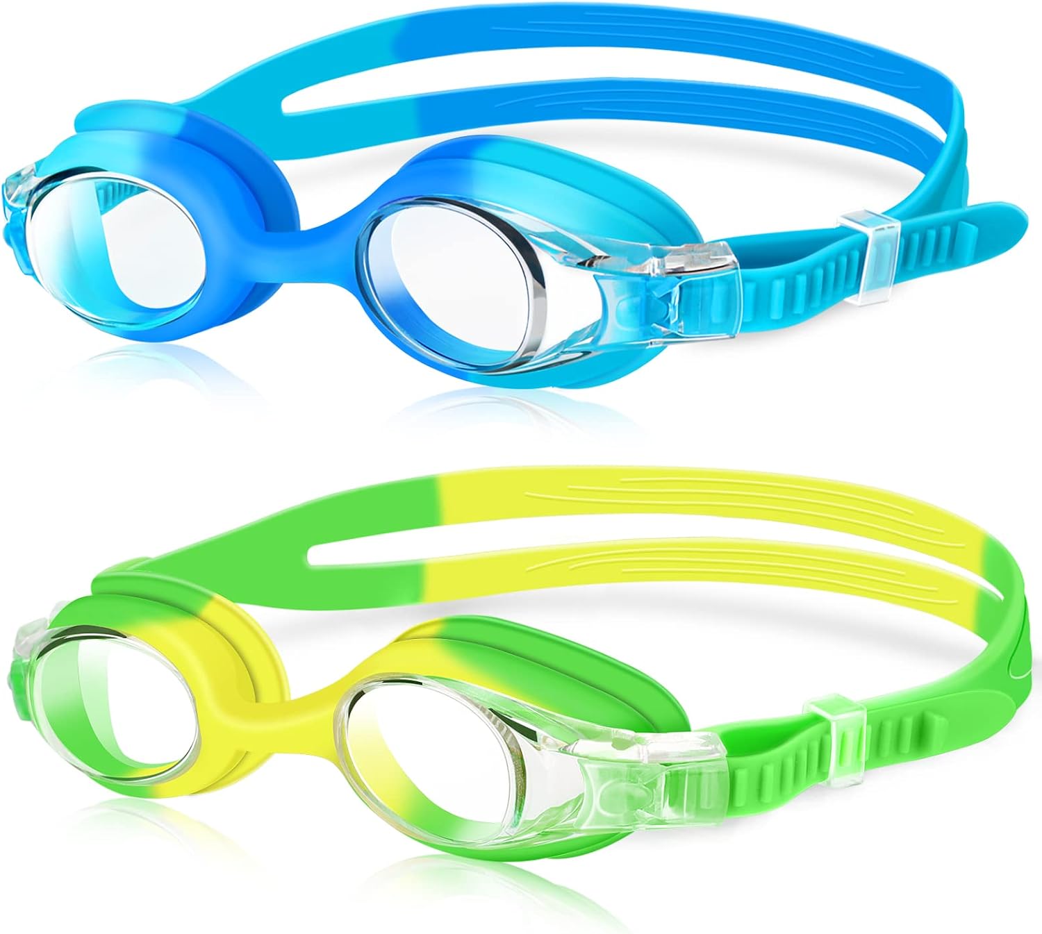 Starweh Kids Swim Goggles, 2 Pack Swimming Goggles No Leaking Anti Fog Kids Goggles for Boys Girls(Age 6-14)