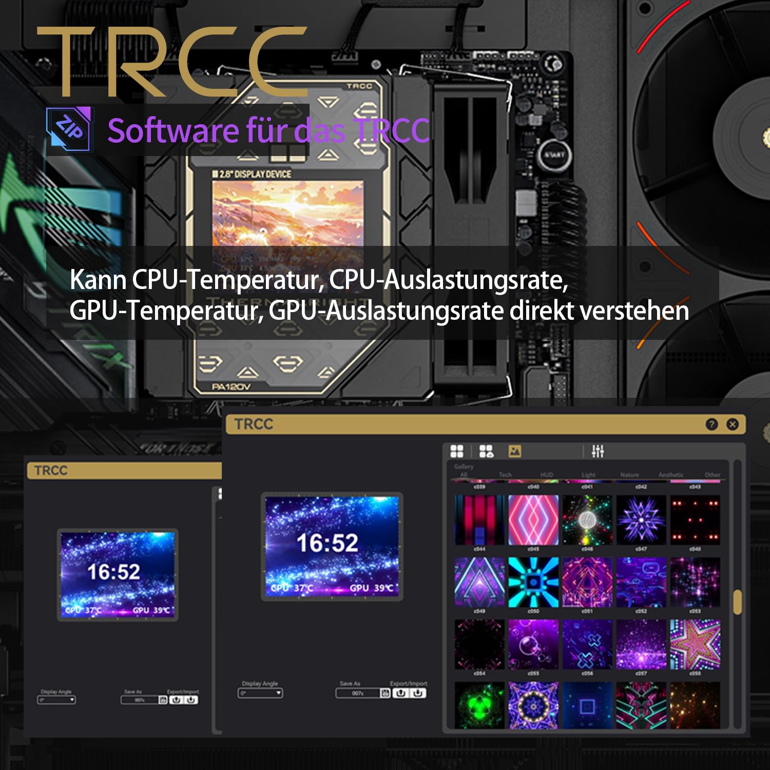 TR-Thermalright Peerless Assassin 120 Vision ARGB Black CPU, konstrukcja Dual-Tower z 6 rurami cieplnymi i 2,8-calowym wyświetlaczem IPS, kompatybilna z AM5/AM4, Intel LGA1851/1700/1150/1151/1200