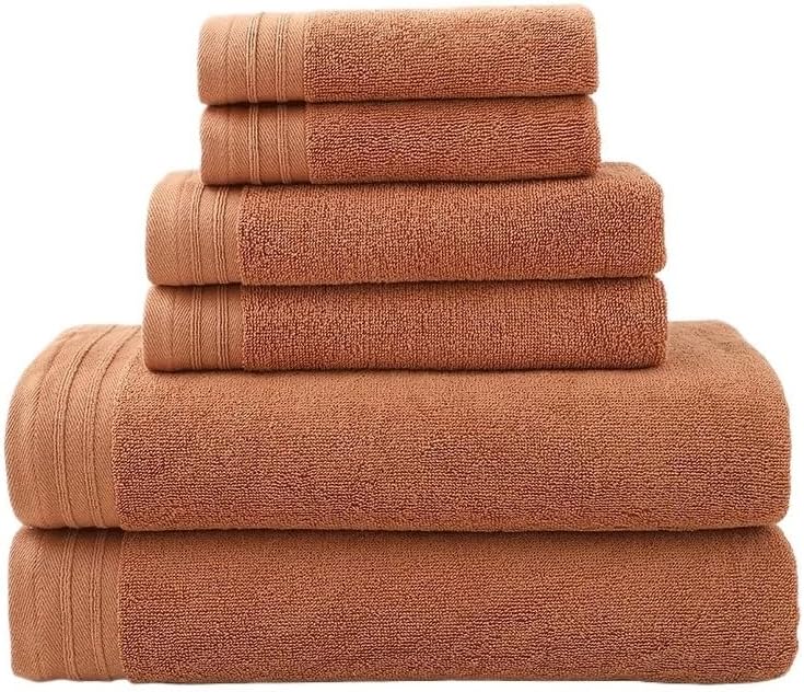 Cotton Towel Set Bathroom Soft Absorbent Solid Color Hotel Spa Bath(Orange)