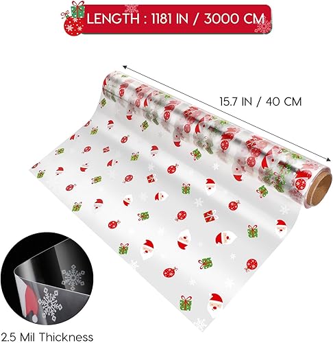 Miniatura 2 de Toyvian Envoltura de celofán, rollo de celofán de 1,181.1 x 15.7 in, 2.5 mil, Papá Noel decorado con floristería, celofán para Navidad, fiesta en