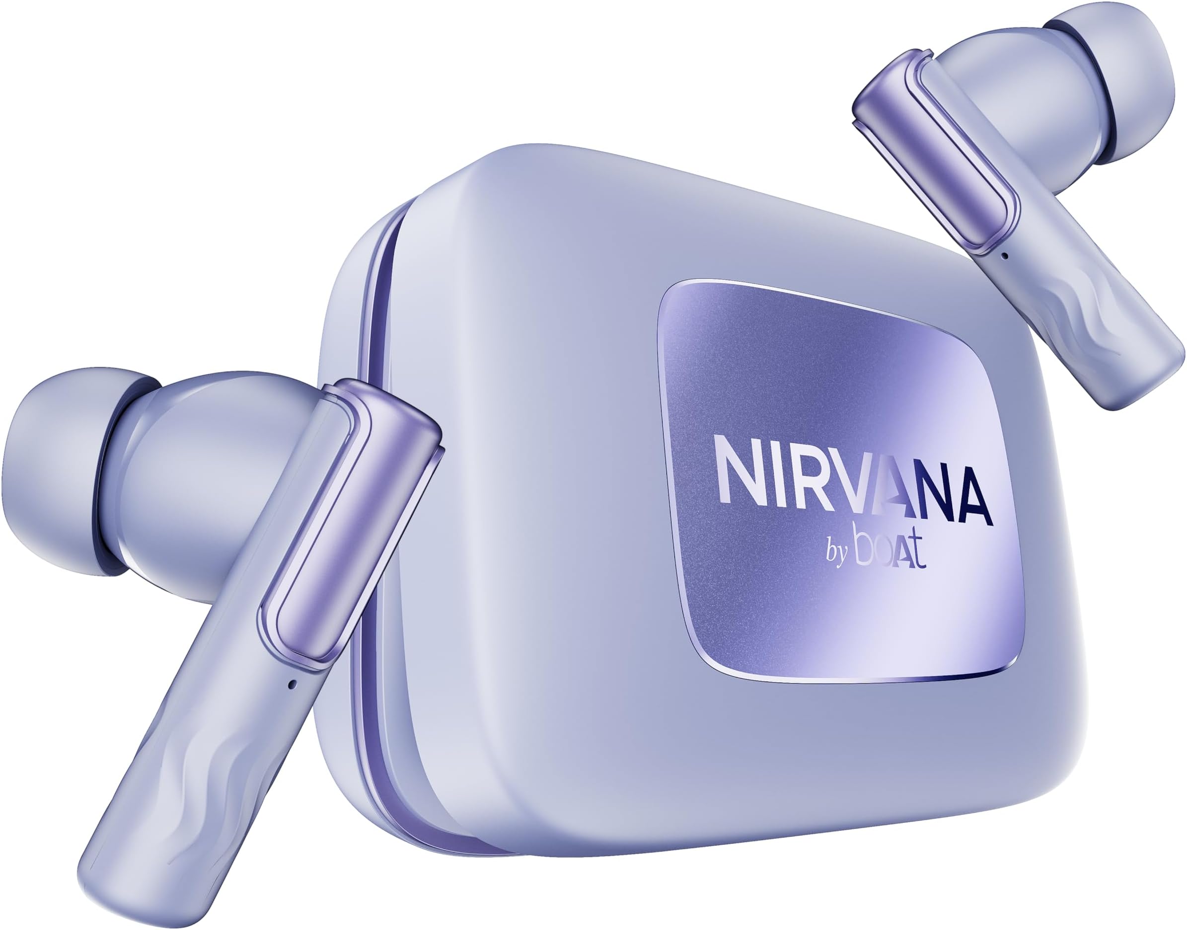 Boat Nirvana Ivy Pro, Dolby Atmos w/Head Tracking, 52dB Hybrid Adaptive ANC,Hi-Res LDAC, Titanium Dual Drivers, Bluetooth Earbuds, TWS Ear Buds Wireless Earphones w/mic (Purple Haze)