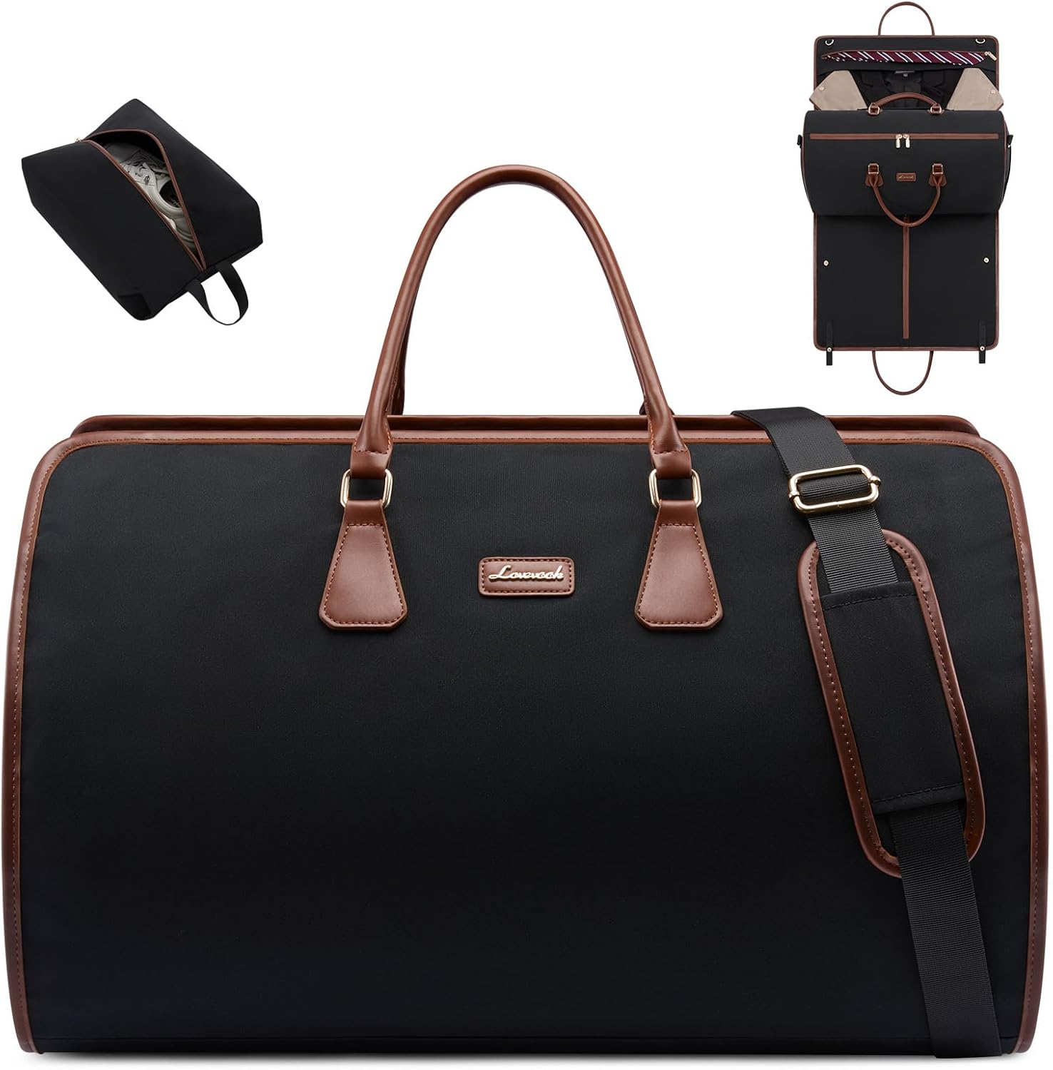 LOVEVOOK Garment Bags for Travel,3 in 1 Garment Duffle Bags for Travel with Shoe Pouch,Carry on Garment Bag for Women Men,Hanging Suitcase Suit Dress Business Travel Bag Weekender Bag