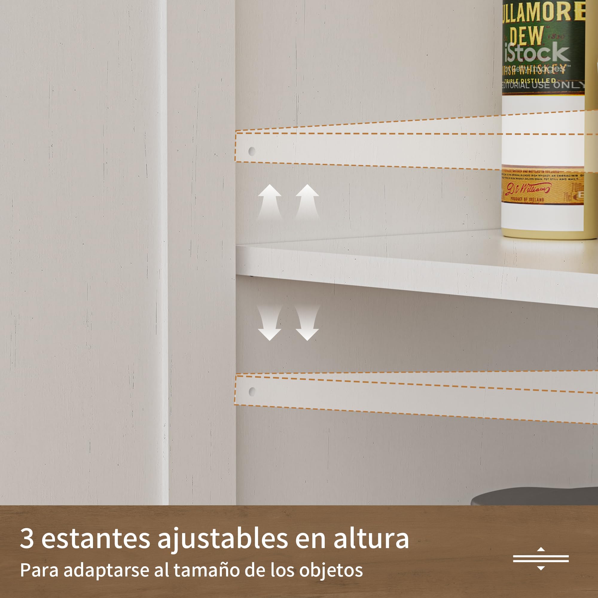 BonVache Aparador de cocina con cajones, armario de almacenamiento, armario con estante abierto, armario para cocina, comedor, salón, 120 x 35 x 95 cm, color blanco