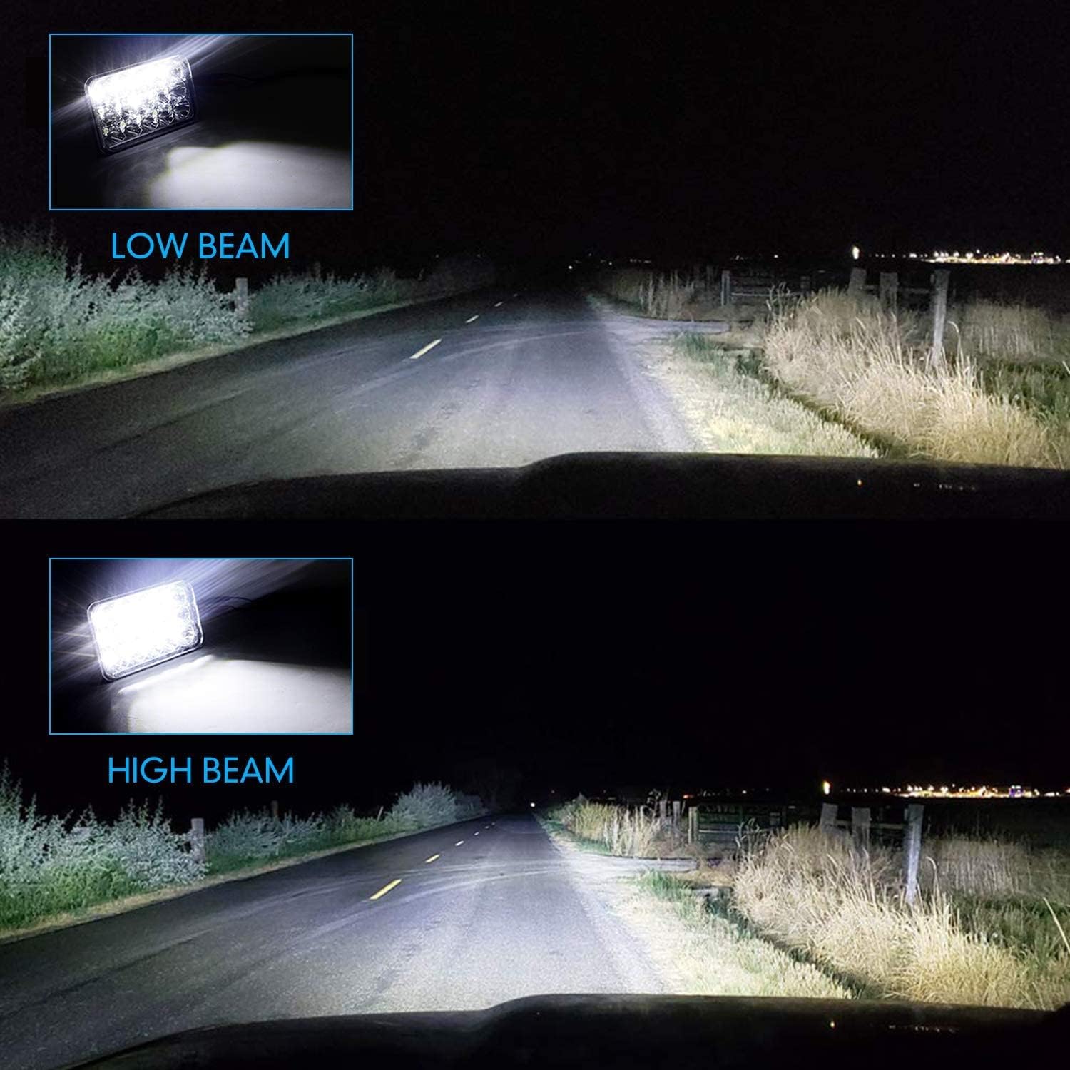 BESTZHEYU 4PCS 4x6 Headlight Compatible for Peterbil Kenworth Freightinger Probe Oldsmobile Cutlass Express Cargo Van 1500 2500 3500 DOT LED Headlight