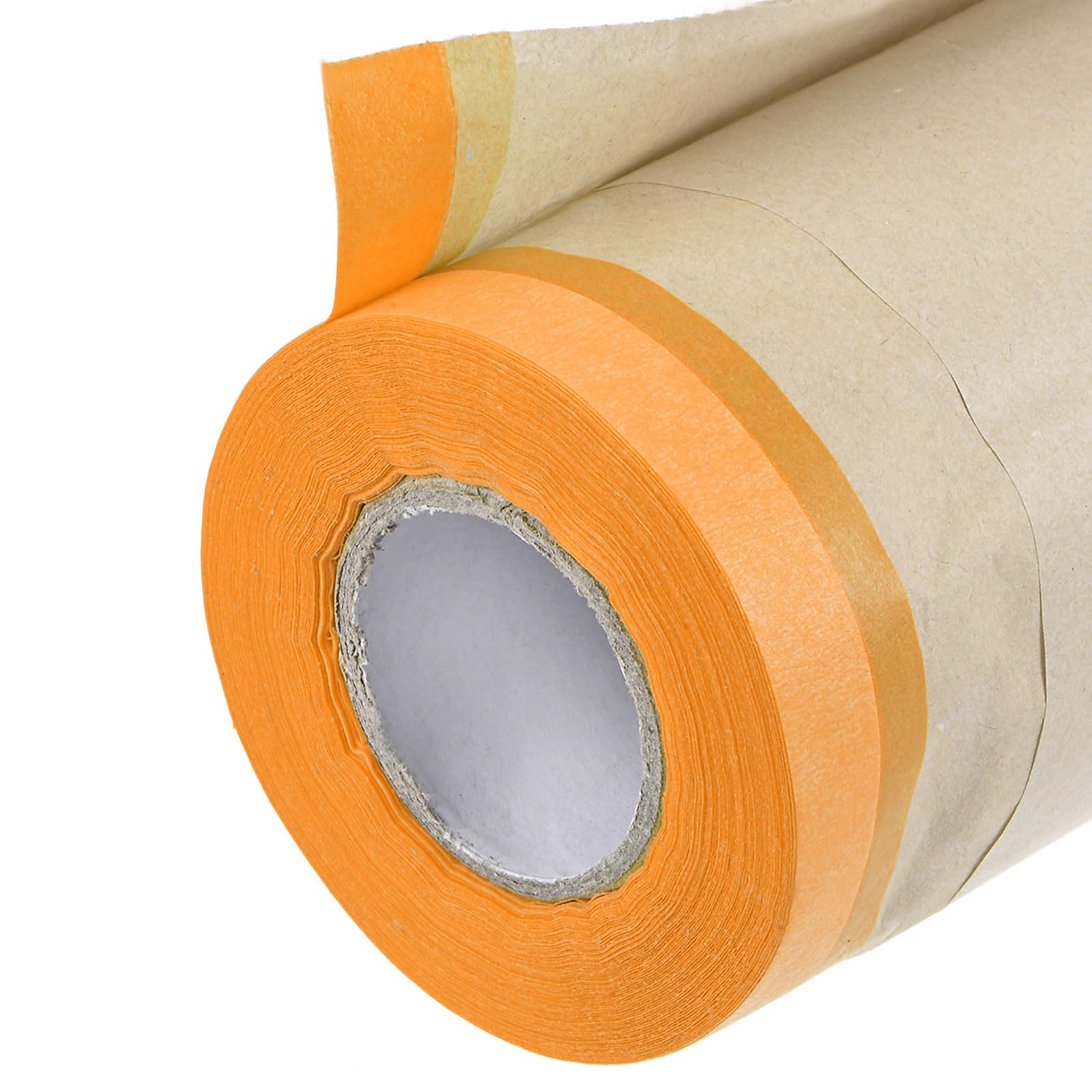 QUARKZMAN 4 Rotoli Di Pellicola Protettiva Pretapezzata 17.7 Piedi X 49 Piedi Con 2 Rotoli Extra Di Nastro Per Pittura Pellicola Di Protezione Per Pittura Con Nastro Colore Arancione.