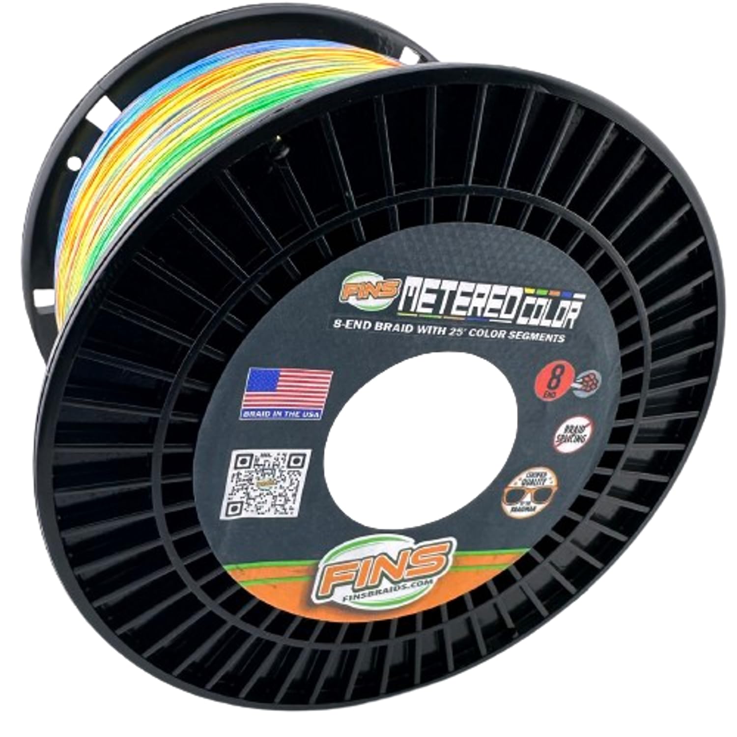 FINS Metered 4-Color 25ft Segments Braid Fishing Line - 8-Strand Braided, USA Made, No Color Transfer, Precision Depth Control