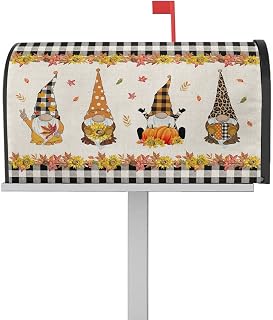 Mailbox Cover Magnetic Autumn Thanksgiving Sunflower Pumpkin Dwarf Country Leaf Mailbox Covers Standard Size 21x18in,Mailbox Covers Wrap Post Letter Box Cover for Garden Yard Retro Black Plaid