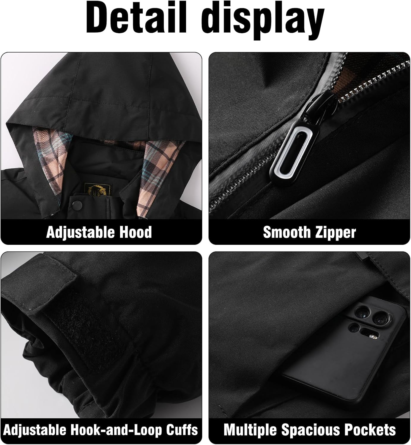 Men's Casual Jackets, Lightweight Water-Resistant Jackets, Softshell Hooded Jacket, Spring/Fall Outdoor Wear - Image 5