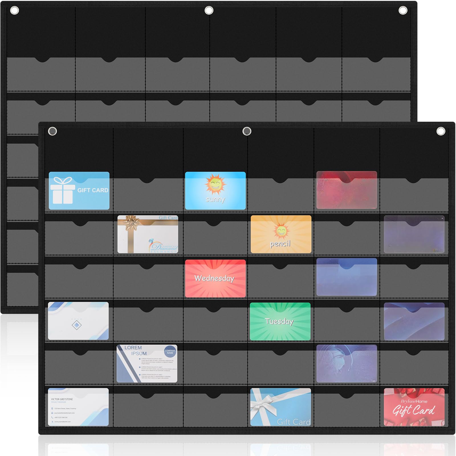 Affrolling 2 fundas para tarjetas de visita, soporte para tarjetas de visita, soporte para colgar en la pared, 36 ranuras para tarjetas, organizador de tarjetas de visita, organizador de plástico para