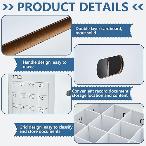 Vista 10 de PerKoop Paquete de 2 soportes organizadores de almacenamiento para almacenar pósteres, gráficos de anclaje, 40 ranuras de 25 x 17.7 x 14.2 pulgadas