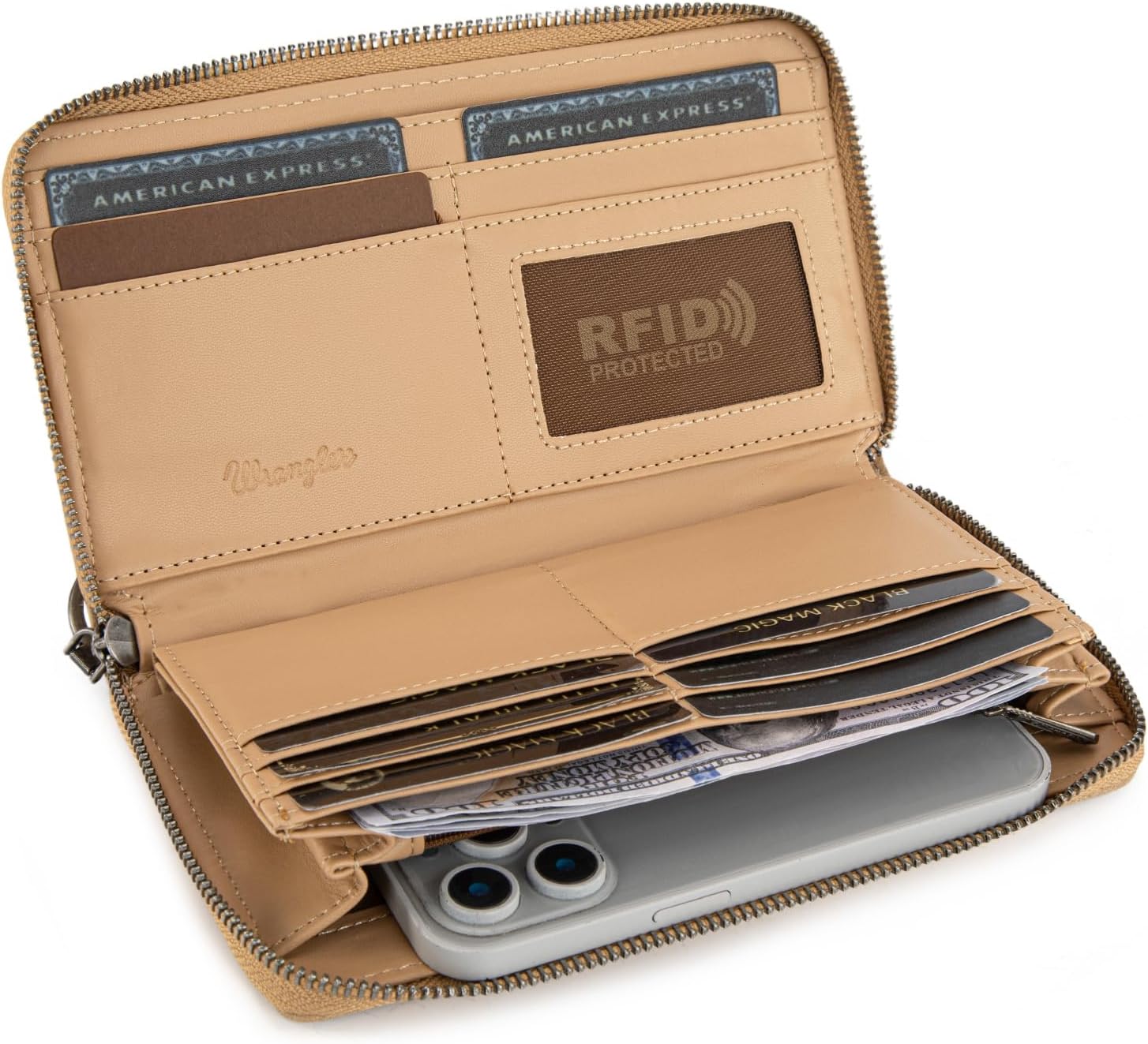 Wrangler Wristlet Wallets for Women Western Clutch Wallet Card Cases with Zipper Pocket - Image 3