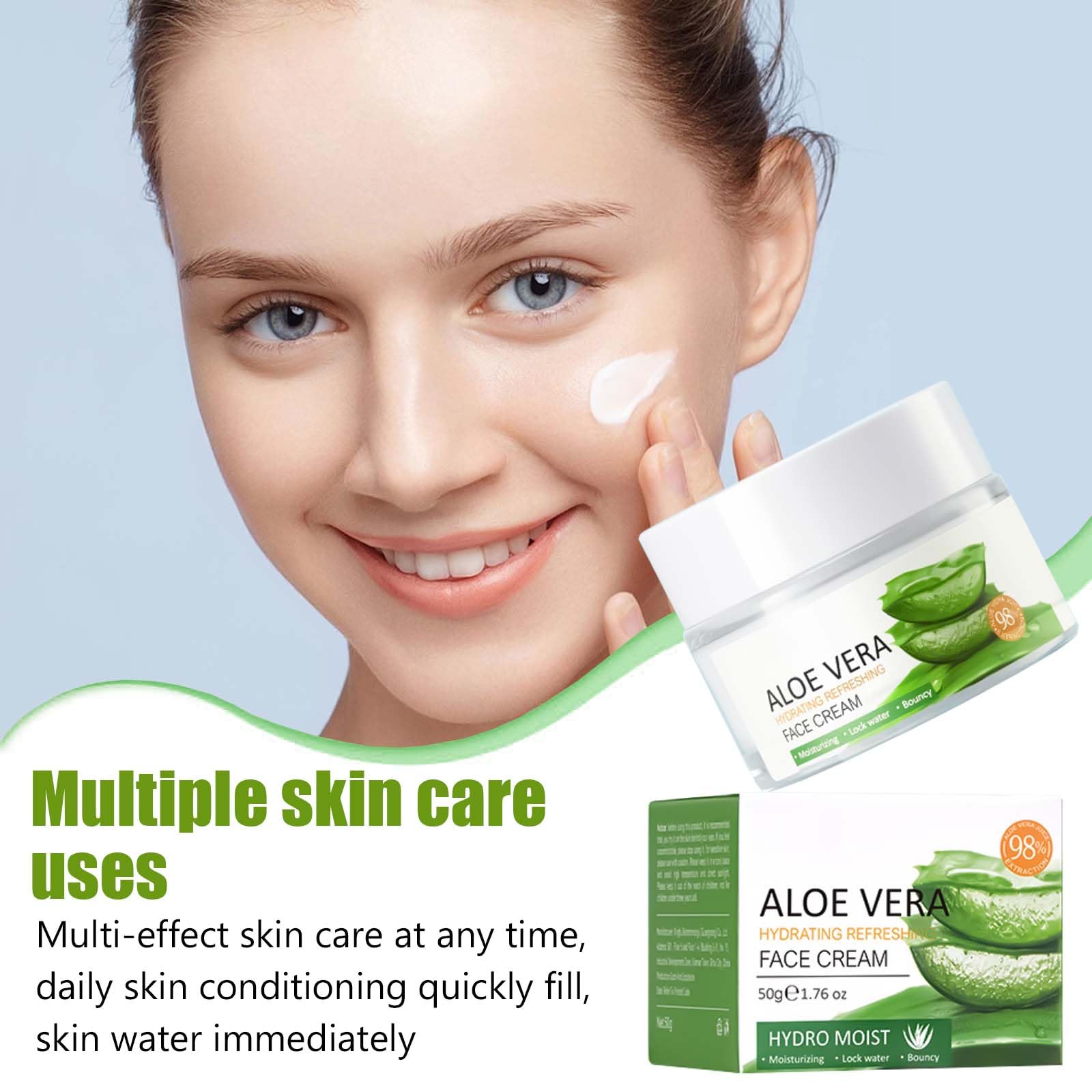 Aloe Vera Face Cream, Hydrating & Nourishing Moisturizer for Women 98% Pure Aloe Vera, Suitable for All Skin Types - Image 2