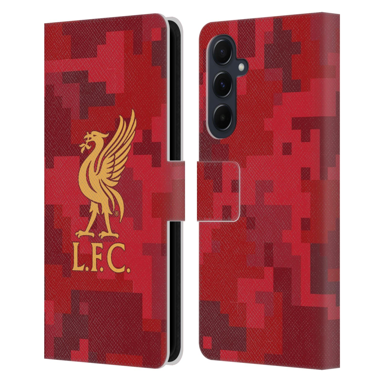 Head Case Designs Officially Licensed Liverpool Football Club Home Red Digital Camouflage Leather Wallet Case Compatible With Samsung Galaxy A55 5G