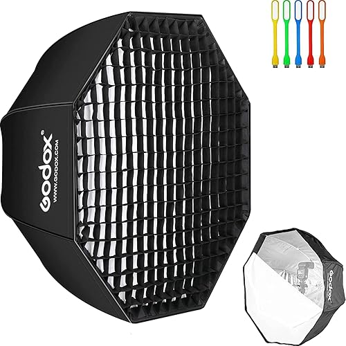 Godox Reflector octágono de 32 pulgadas con rejilla de panal y bolsa de transporte para flash de estudio, fotografía de retrato y producto con luz