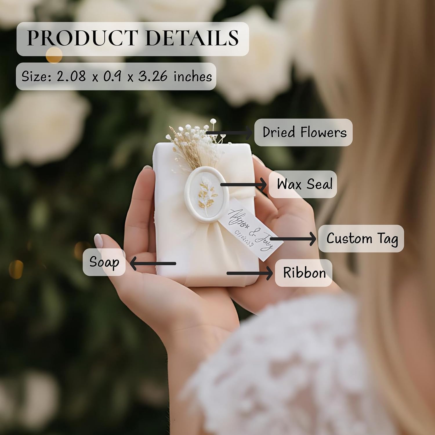 Rustic Boho Wedding Soap Favors 12 pcs, Handmade Guest Gifts, Elegant Bridal Shower Favor