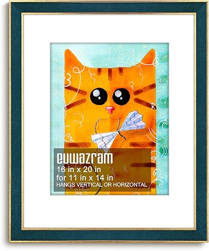 Miniatura 105 de Marco de gamuza de 10 x 13 pulgadas, marco individual, elegante marco verde de 10 x 13 pulgadas con paspartú para fotos de 8.5 x 11 pulgadas, para