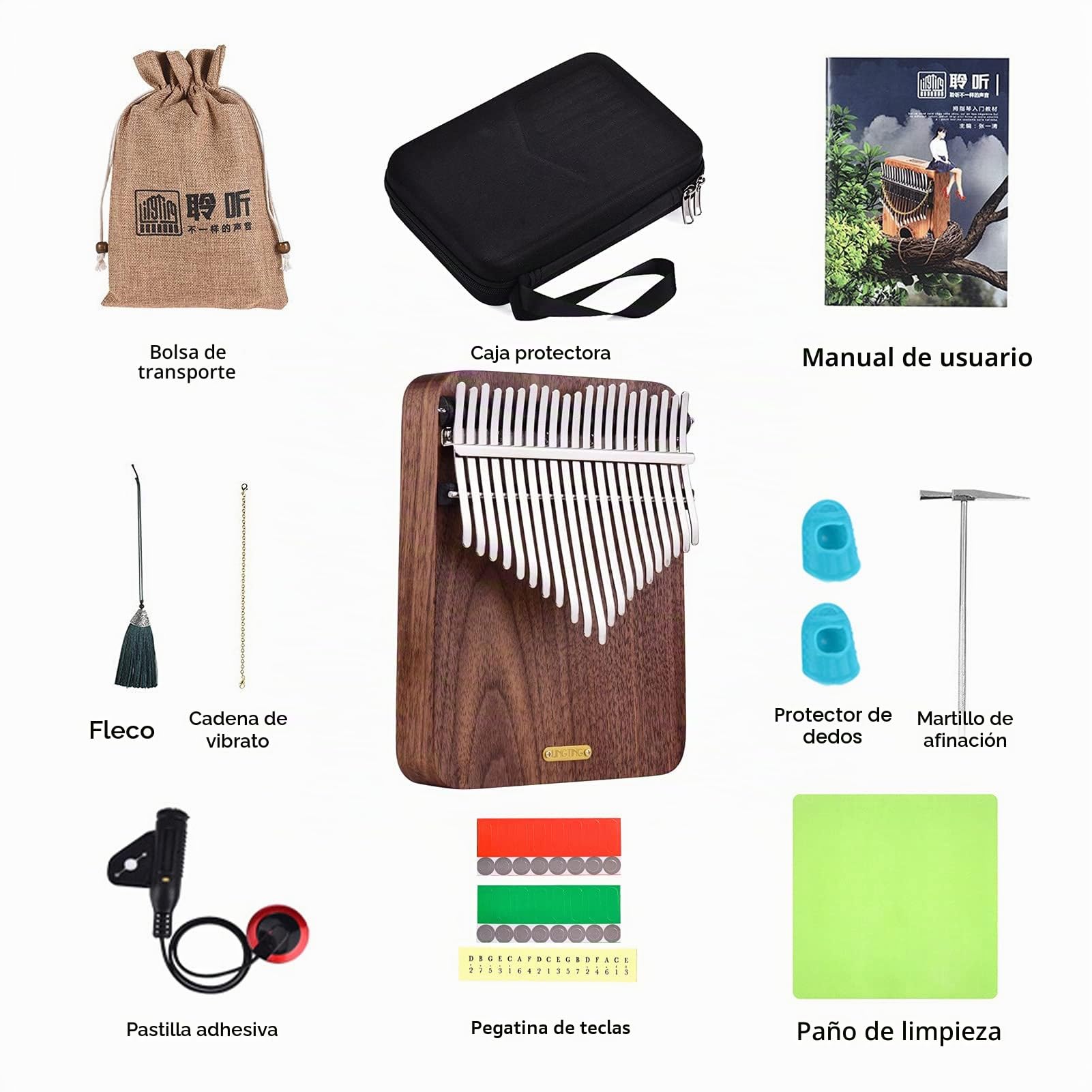 LingTing - Piano de 21 teclas Kalimba mbira LT-K21W para niños, adultos, principiantes y profesionales
