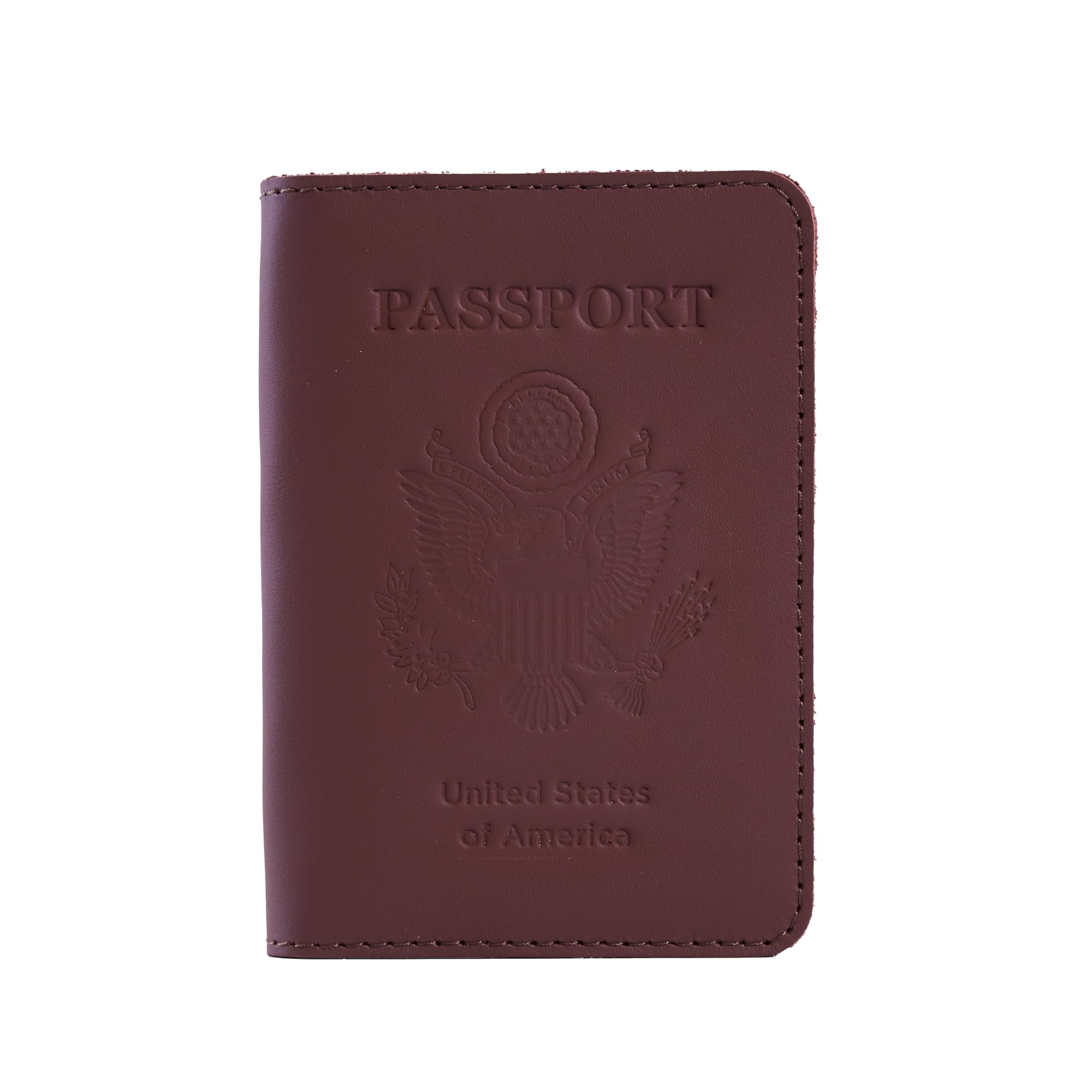 Genuine Leather US Passport Holder, Vintage Red