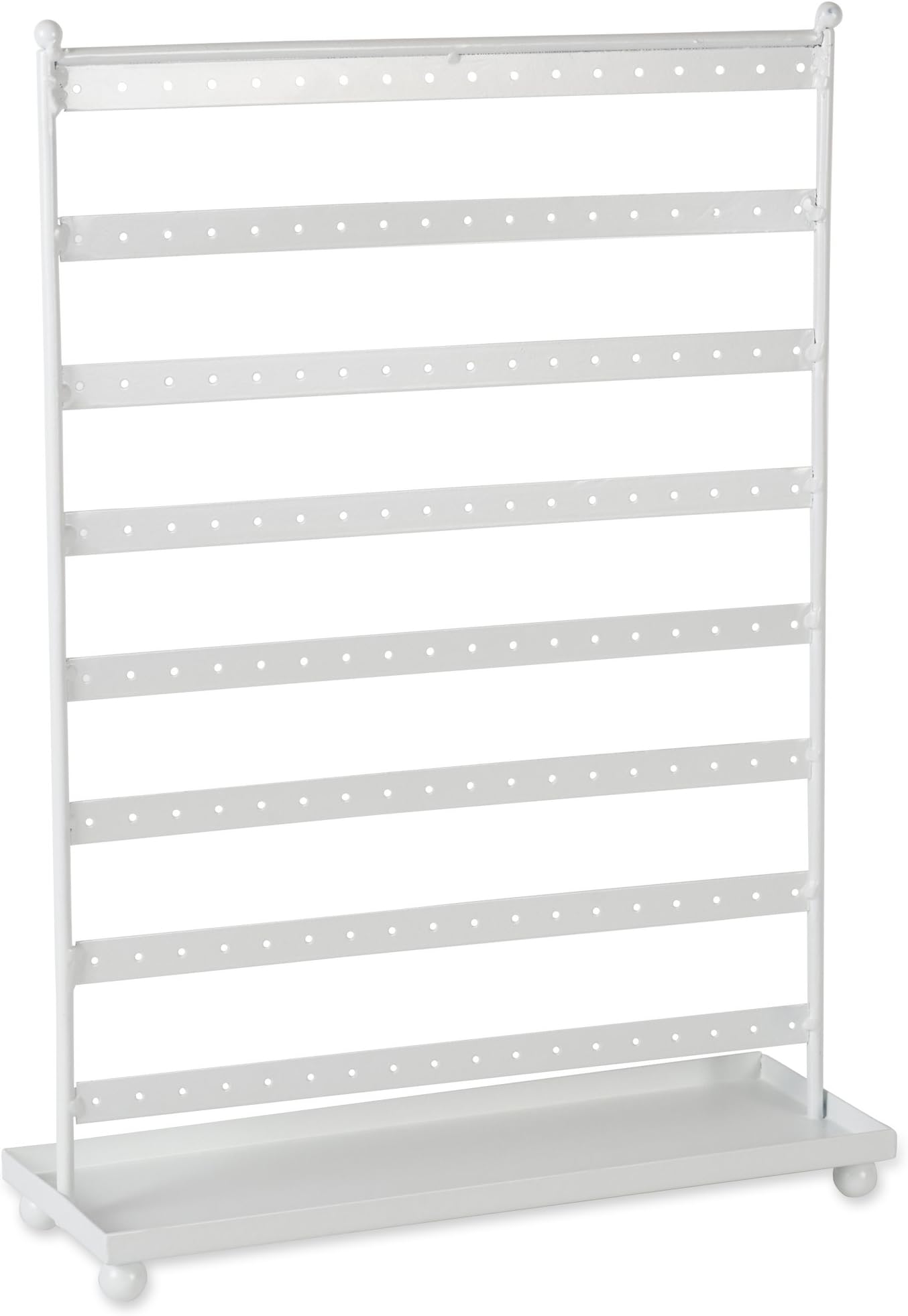 DII Home Traditions Z02012 Earring Organizing Wire Metal Jewelry Tower or Stand with Tray, 16.5" Tall, White