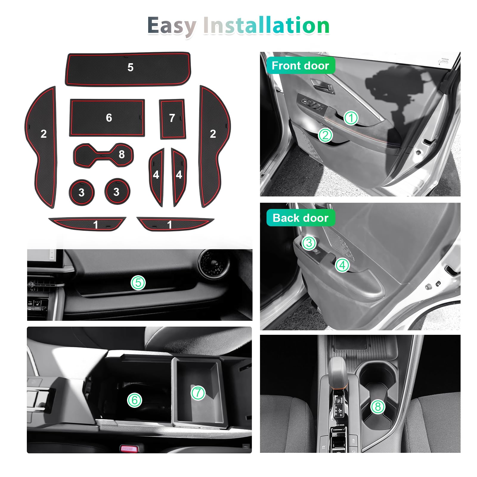 Set di tappetini 3D termoformati per tutte le condizioni atmosferiche TPE Toyota C-HR CHR Hybrid 2018-2023 - antiscivolo, su misura