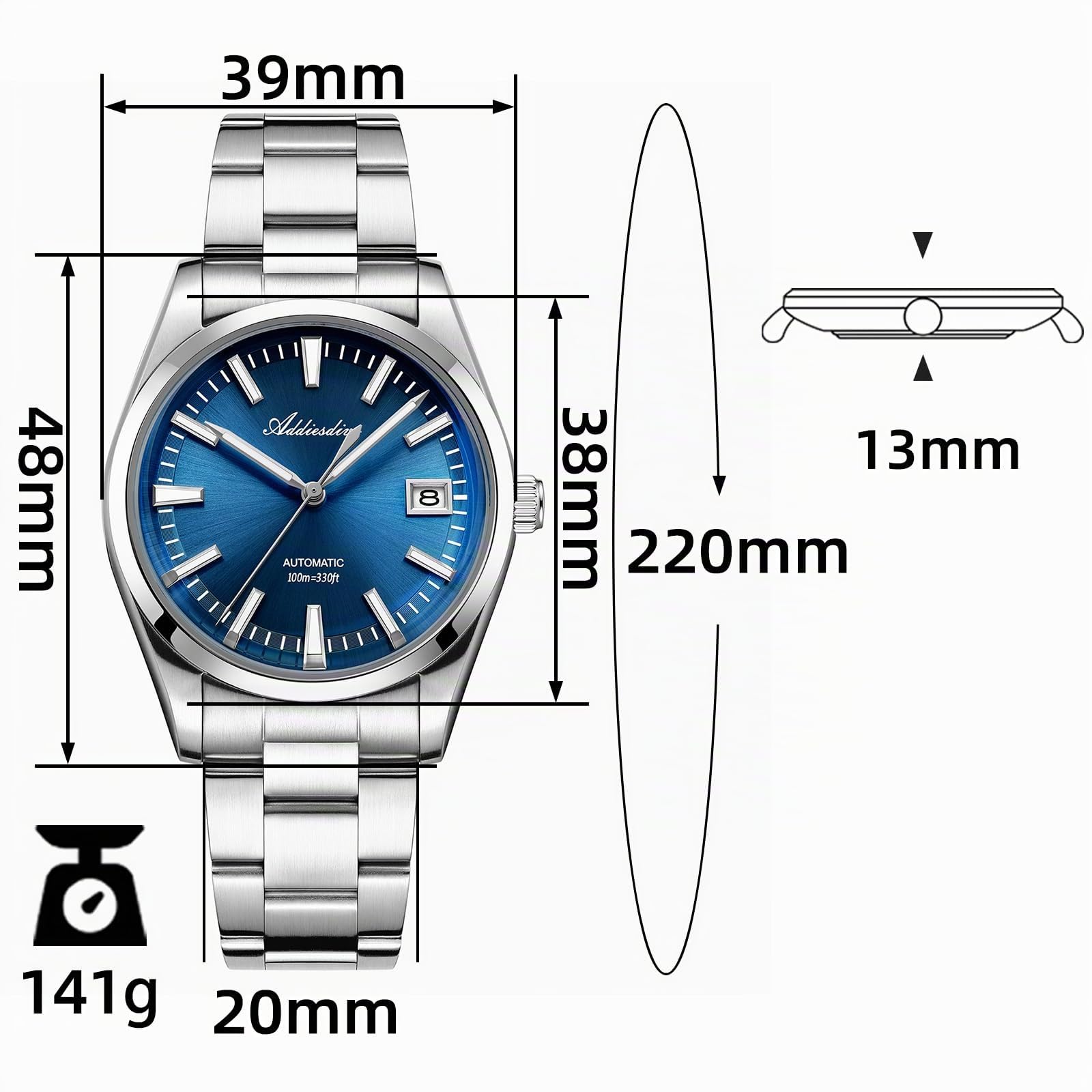 ADDIESDIVE 39 MM Orologio Automatico Uomo NH35A Orologio di Lusso Maschile BGW9 Luminoso Impermeabile 100 M Analogico