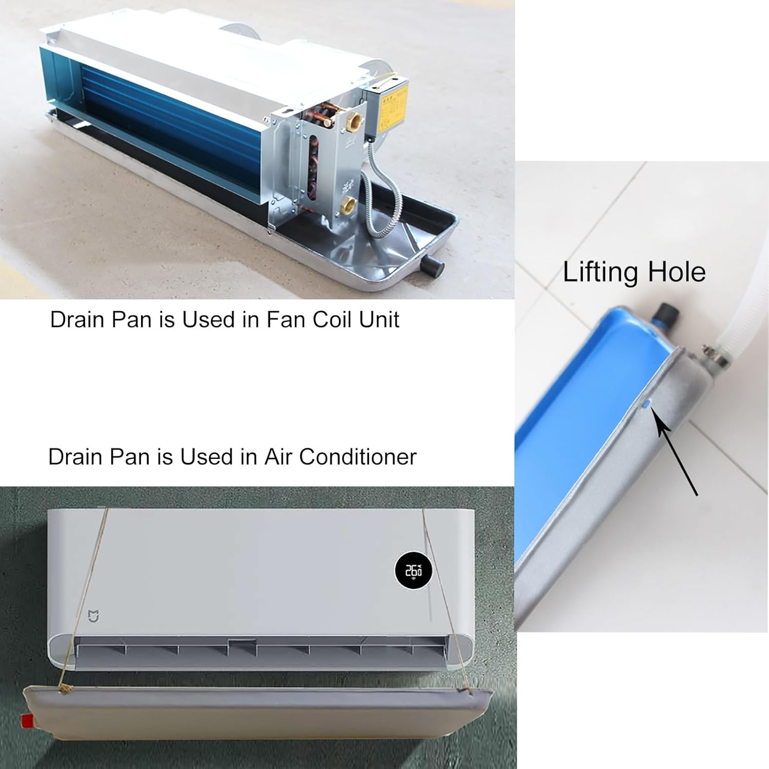 Universal Metal Drip Tray for Air Conditioner - Leak-Proof Drain Pan for Central AC, Window Units, Fan Coils - Indoor/Outdoor Use, Durable & Reliable